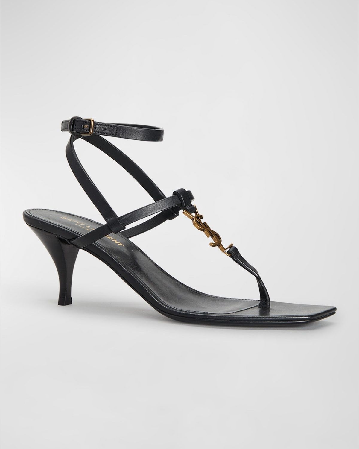 Saint Laurent Paris o1s1wg110725 Cassandra Sandals in Silk Satin in Black Size US 7 / IT 37 - 2 Thumbnail