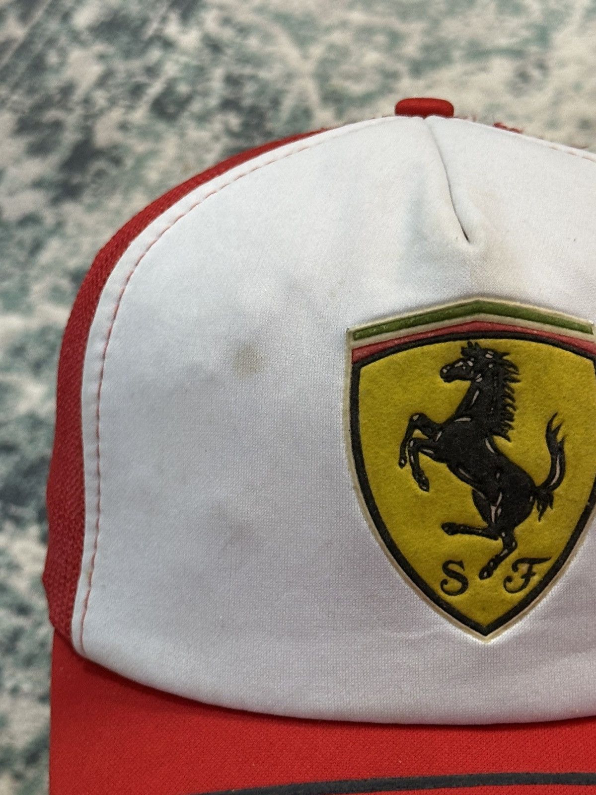 Ferrari Vintage 1990 Ferrari Logo Red Trucker Hats Size ONE SIZE - 5 Thumbnail
