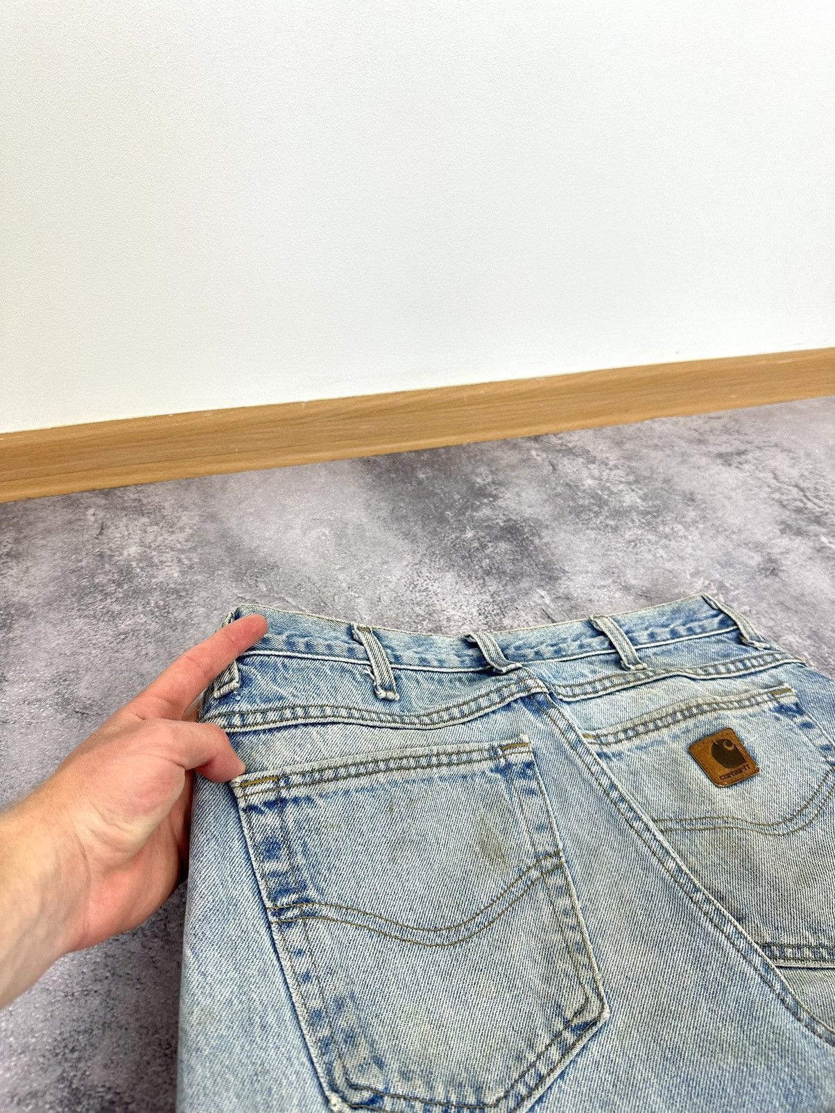 Carhartt Vintage 90s Carhartt Made In USA Light Blue Distressed Jeans Size US 32 / EU 48 - 8 Thumbnail