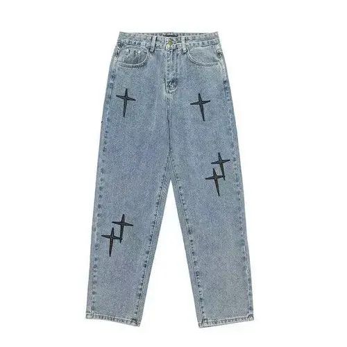 VIBE Light blue cross embroidered jeans Size US 32 / EU 48 - 4 Thumbnail