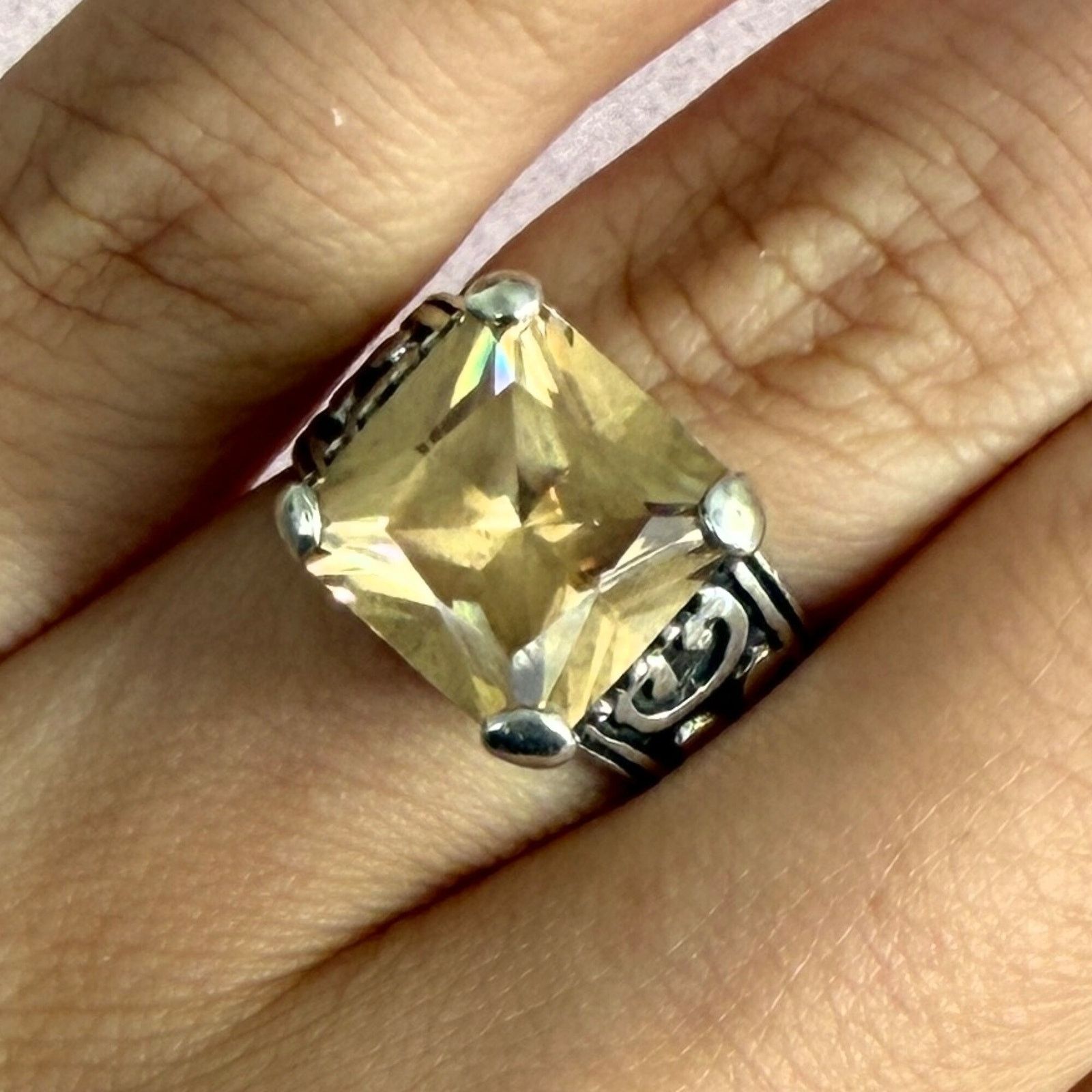 Sterling Silver sterling silver yellow cz scroll ring size 5.75 Size ONE SIZE - 1 Thumbnail
