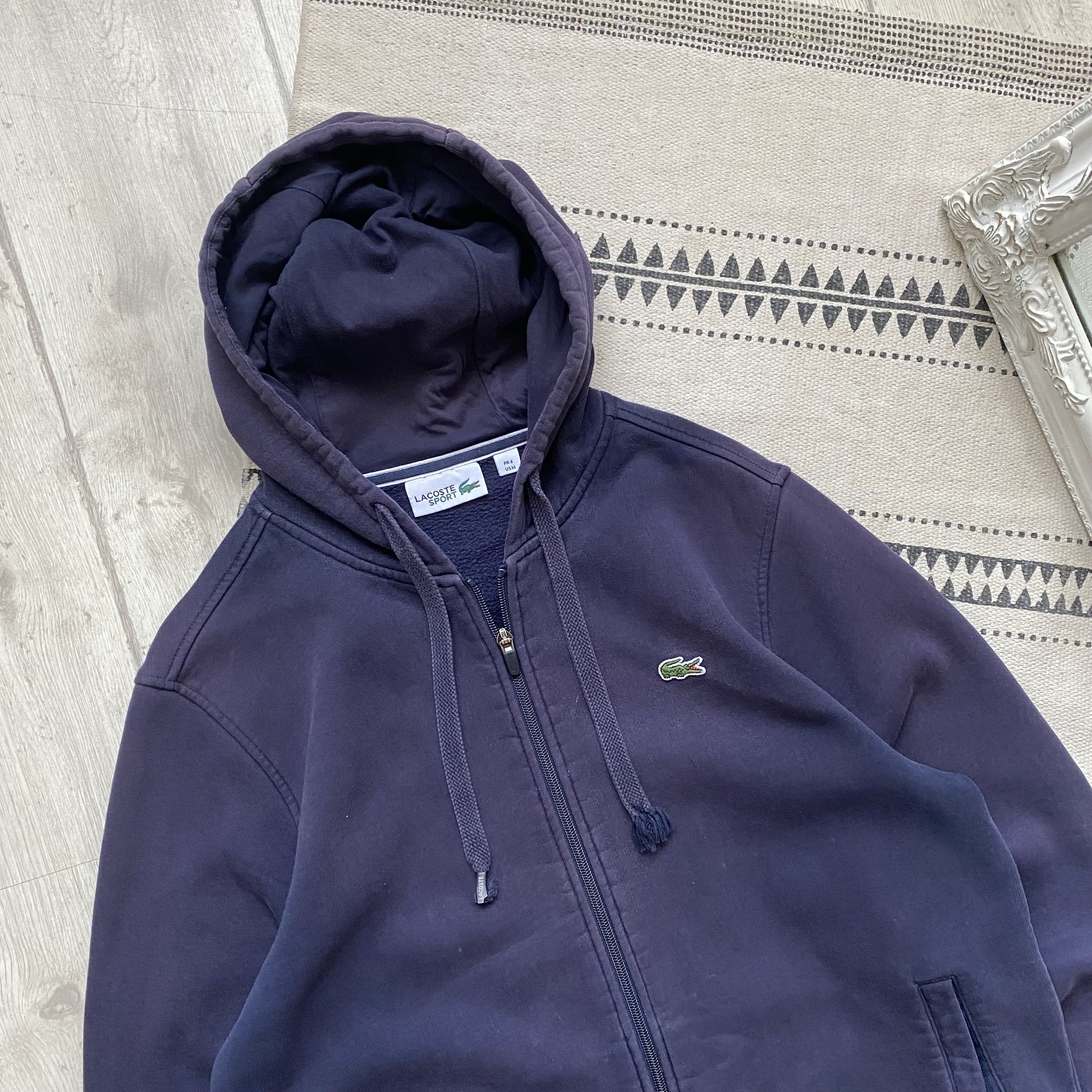 Lacoste Vintage Faded Lacoste Zip up Hoodie spell out Size US M / EU 48-50 / 2 - 2 Thumbnail