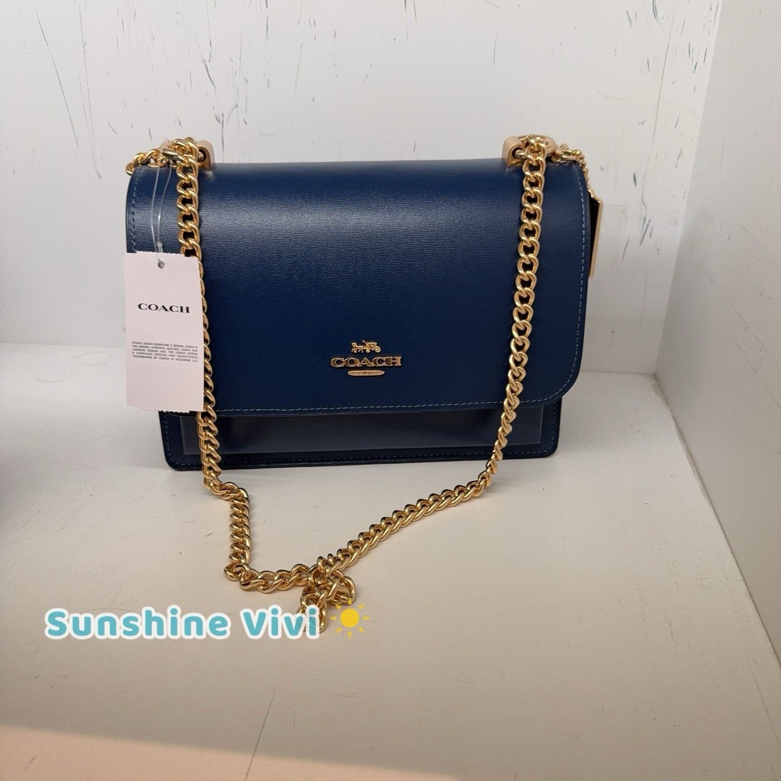 Coach NWT Coach Klare Crossbody Chain Bag Leather CBI97 Deep Blue Size ONE SIZE - 2 Thumbnail