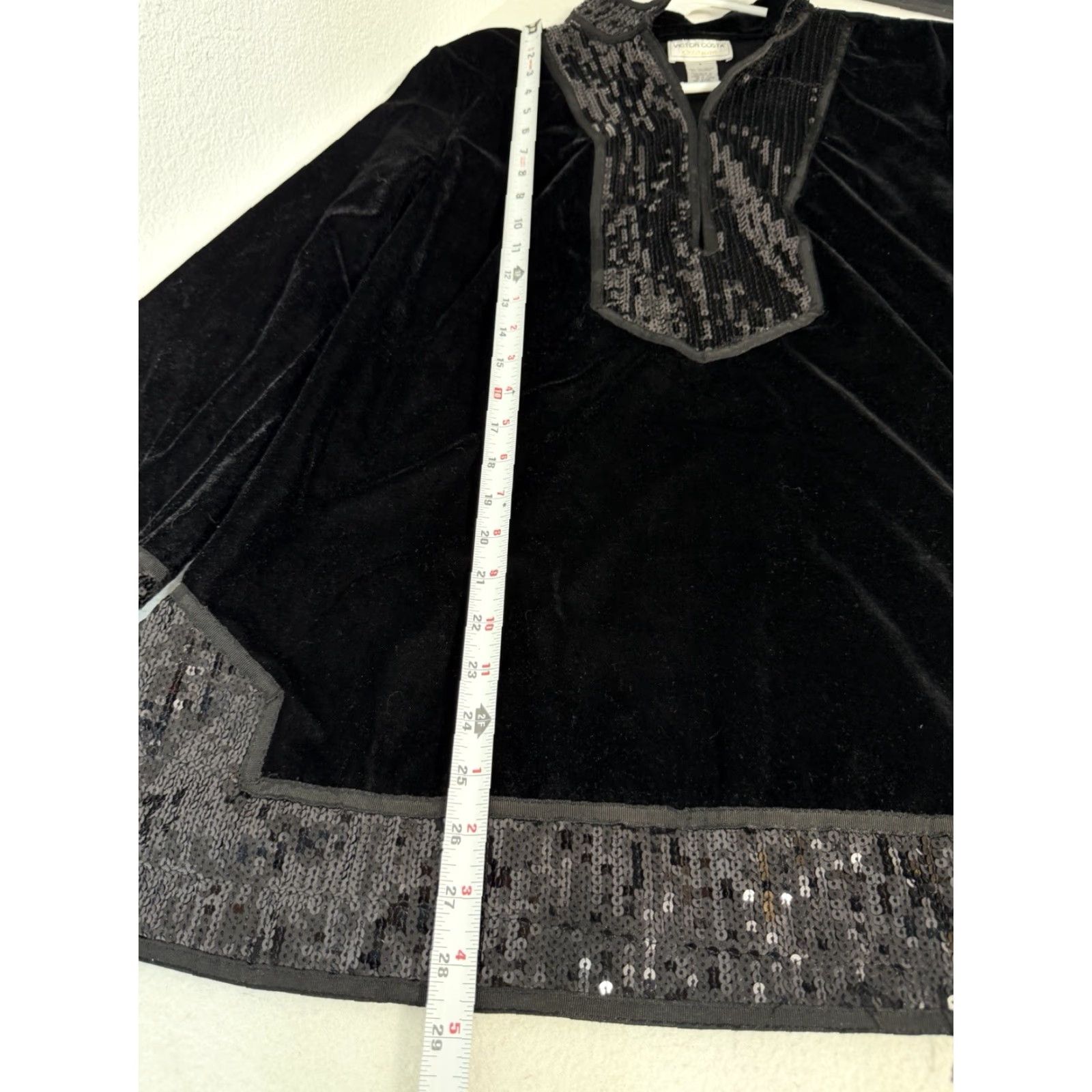 Vintage Victor Costa Black Velvet Sequin Tunic Top L Black Adult Womens Tunic Velvet Sequin Gothic Size L / US 10 / IT 46 - 2 Thumbnail
