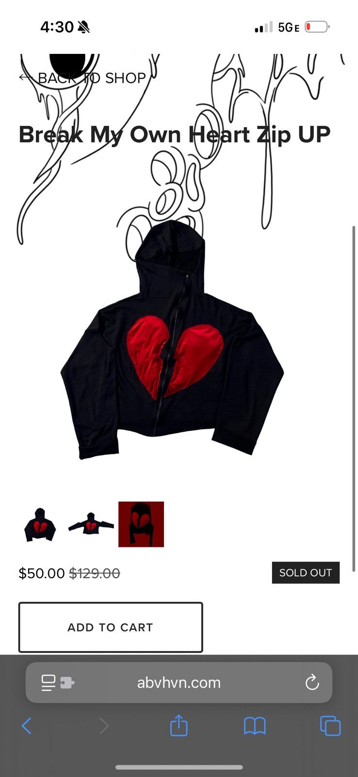 ABVHVN ABVHVN BREAK MY OWN HEART HOODIE Size US L / EU 52-54 / 3 - 2 Thumbnail