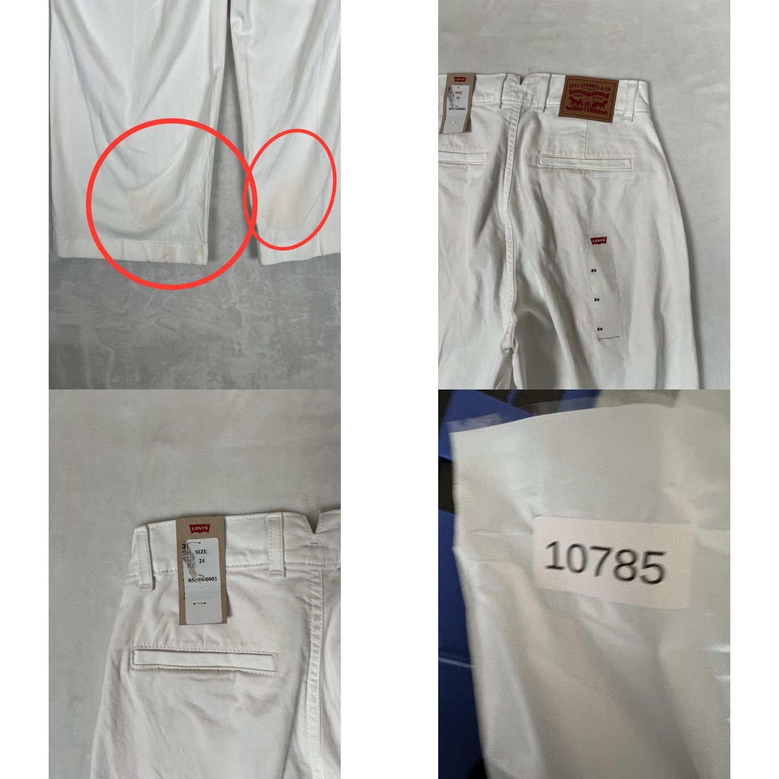 Levi's Levi's Pants Womens 24 White Twill Chino Wide-Leg Pleated Stretch Irregular Size 42" / US 20 - 9 Thumbnail