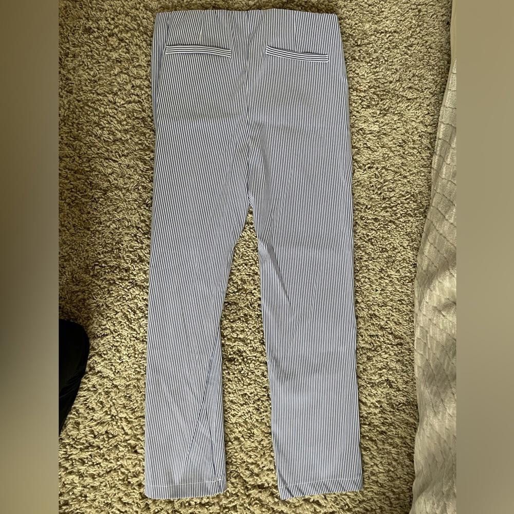 Designer NWT Ecru Straight Leg Pin Stripe Pants Size 26" / US 2 / IT 38 - 3 Thumbnail