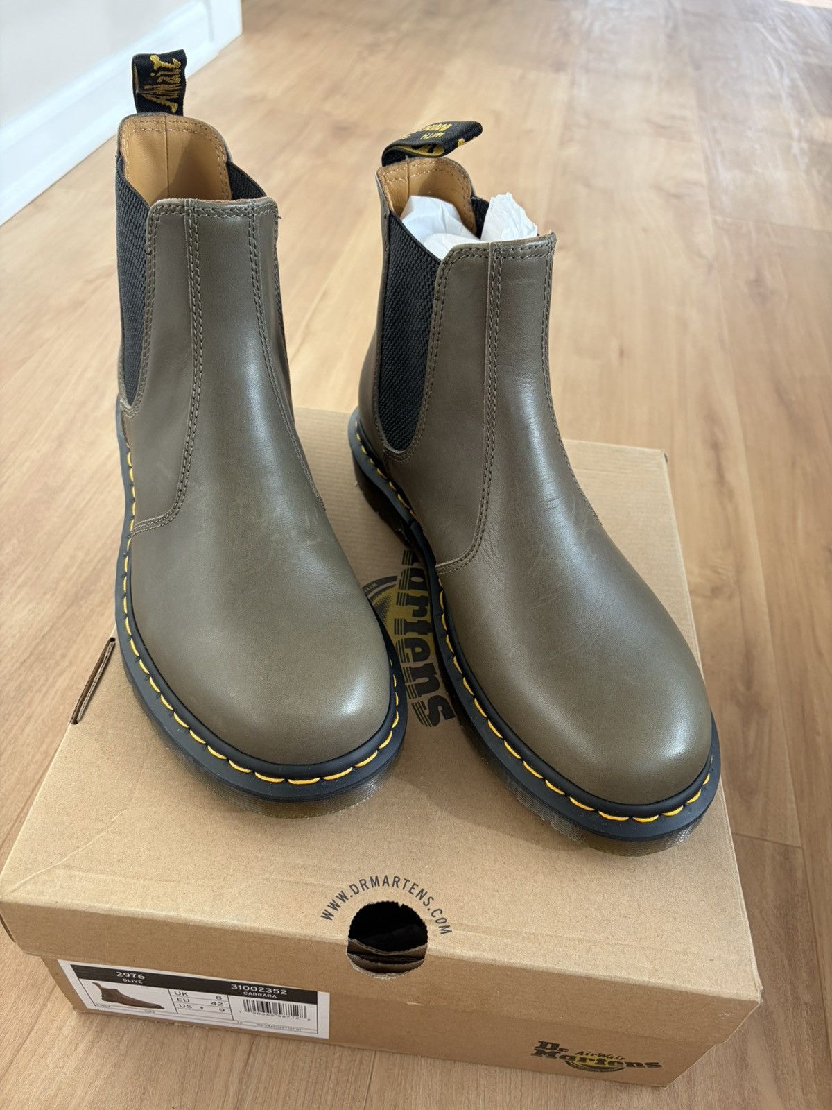 Dr. Martens Brand New in Box $180 olive leather boots Size US 9 / EU 42 - 1 Thumbnail