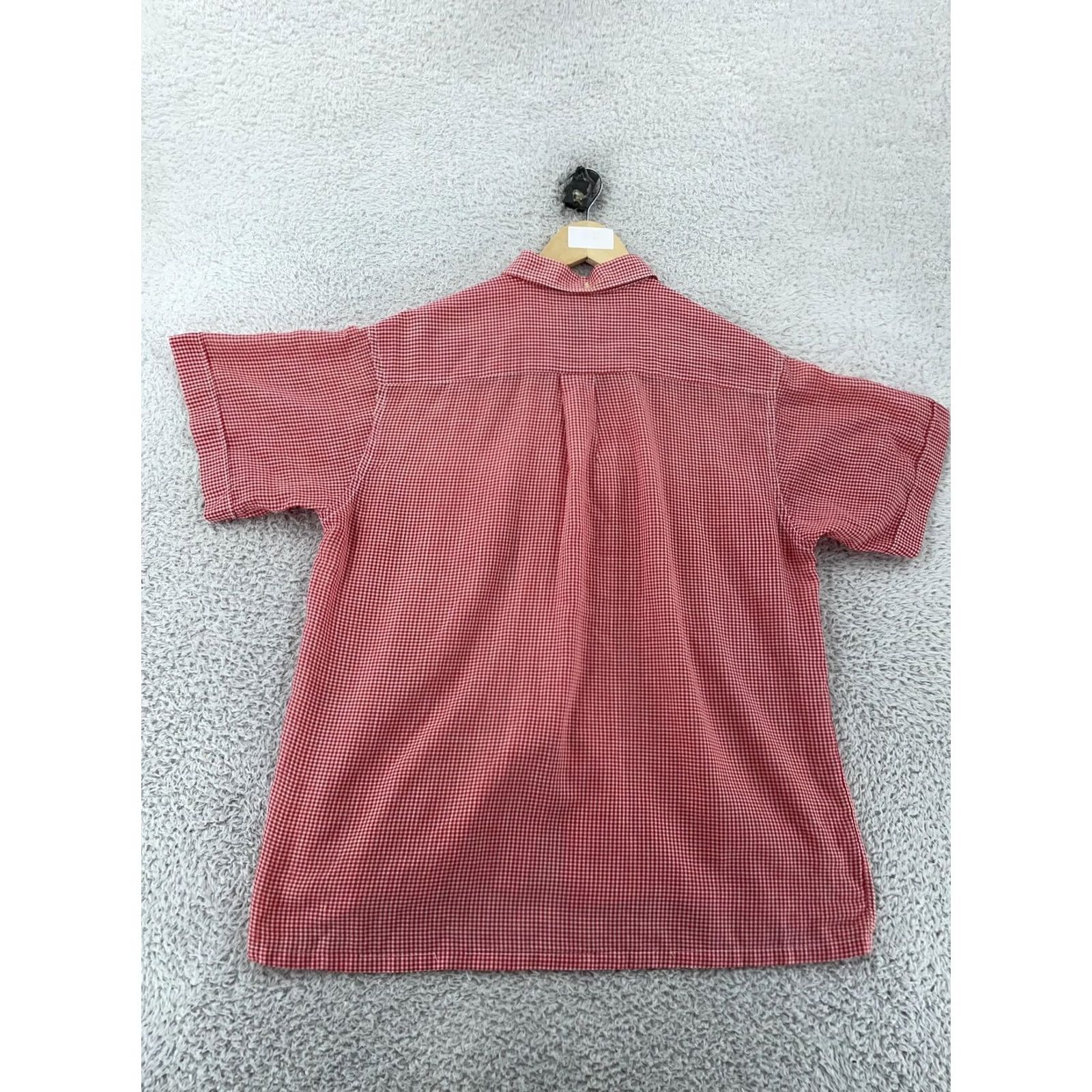 Vintage VINTAGE Pilgrim Dress Shirt Mens FITS L Red Gingham Short Sleeve Button Down Size 40R - 5 Thumbnail