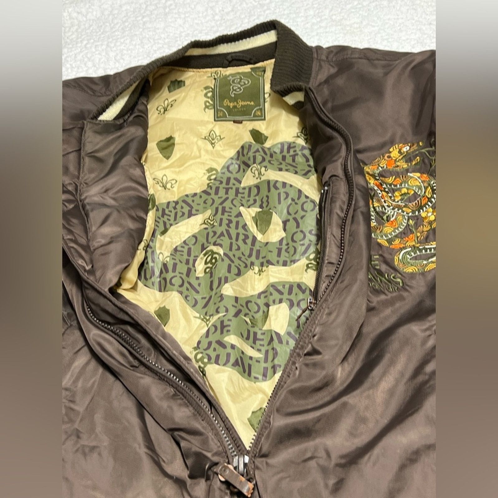 Pepe Jeans VTG Y2K Nylon Bomber Satin Brown Pepe Jeans Mens Jacket XL Size US XL / EU 56 / 4 - 9 Thumbnail