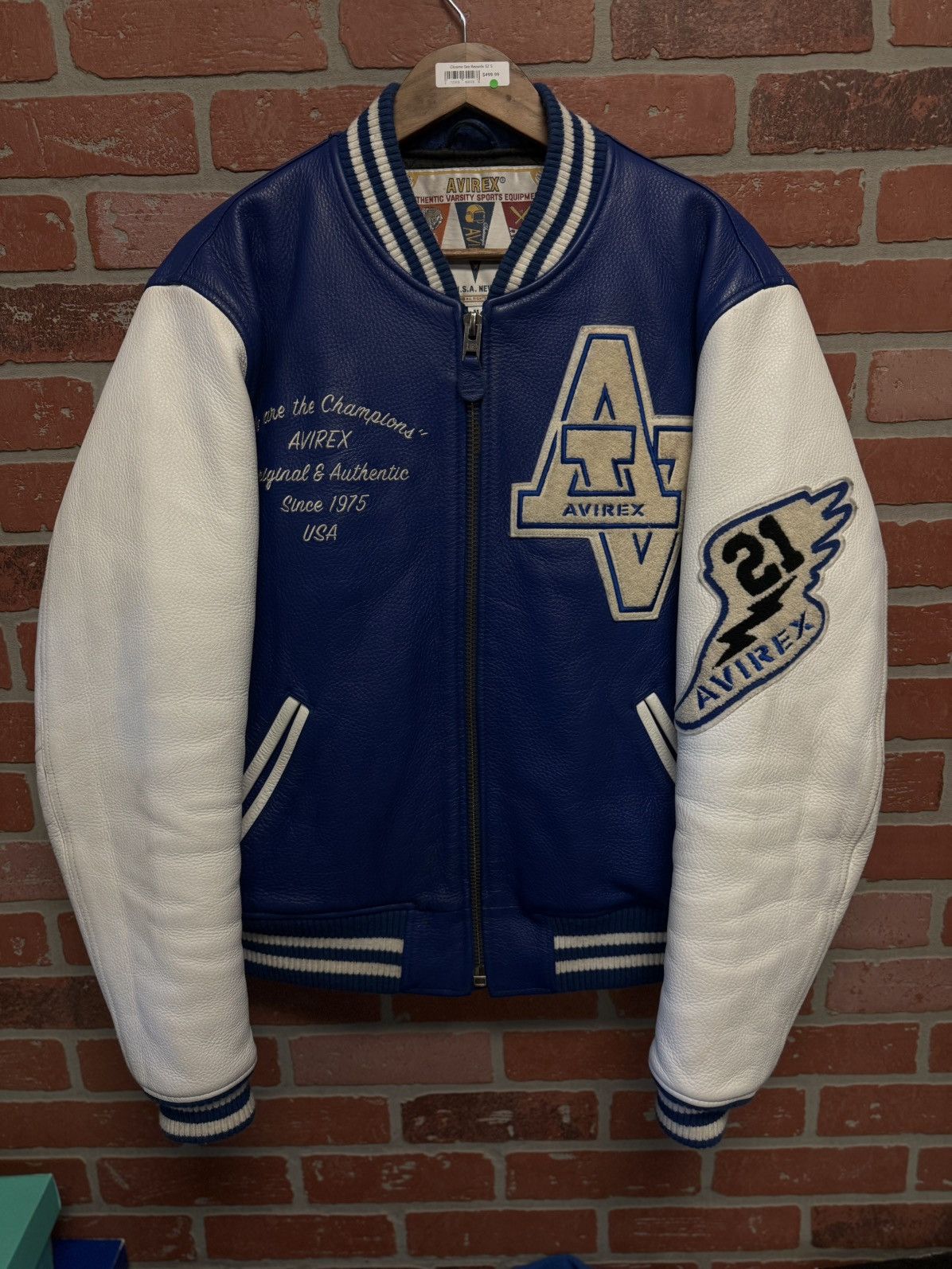 Avirex Avirex Blue White Leather Jacket Size Medium 🧼 Size US M / EU 48-50 / 2 - 2 Thumbnail