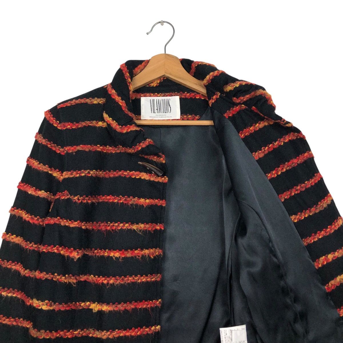 Japanese Brand Vilanculos 1982 Presented Multi-Color Bouclé Stripe Coat Size M / US 6-8 / IT 42-44 - 13 Thumbnail