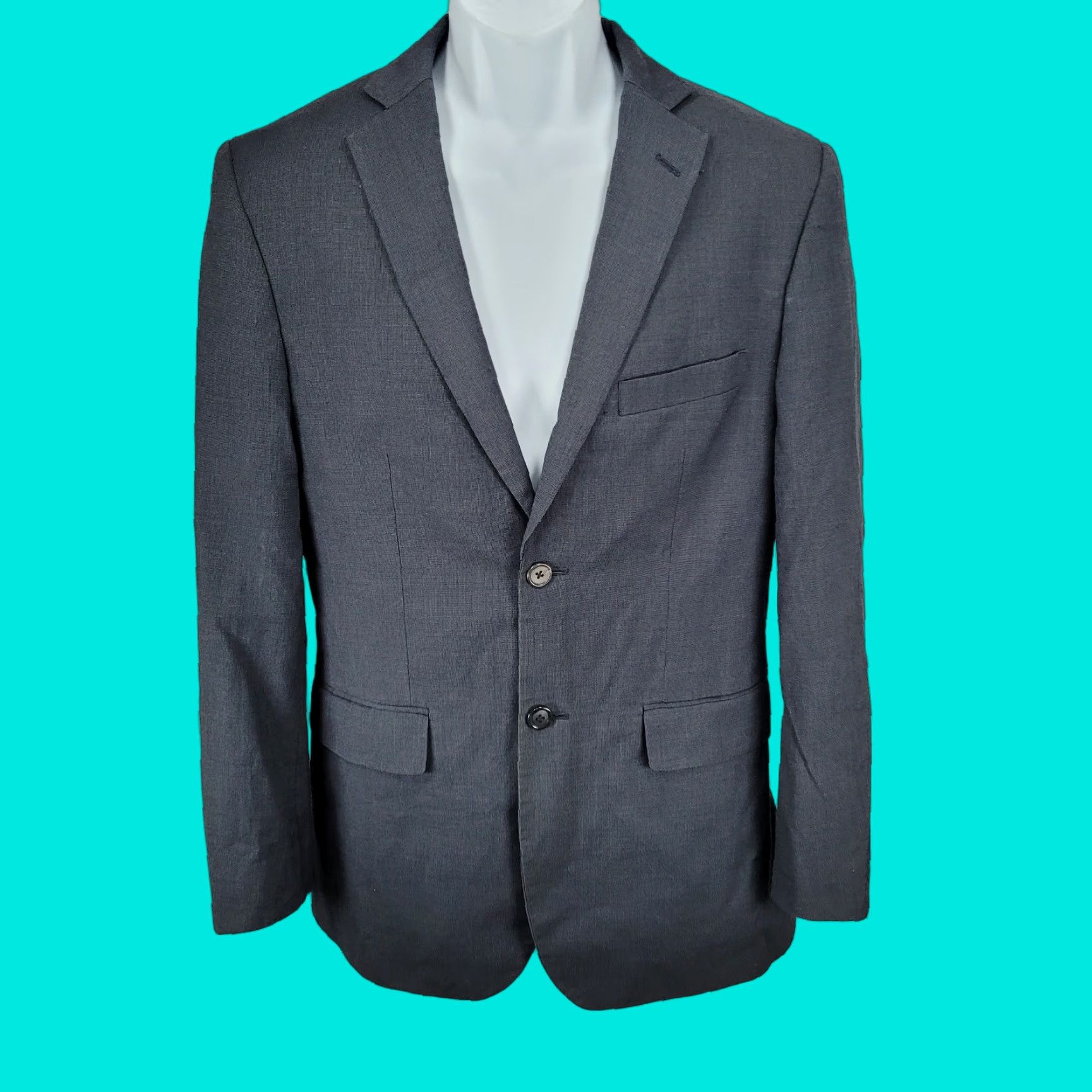 Vintage VINTAGE Wilke Rodriguez Blue Wool Blend 2 Button Vented Notch Blazer Sport Coat 36R Mens Blazer Size 36R - 1 Thumbnail