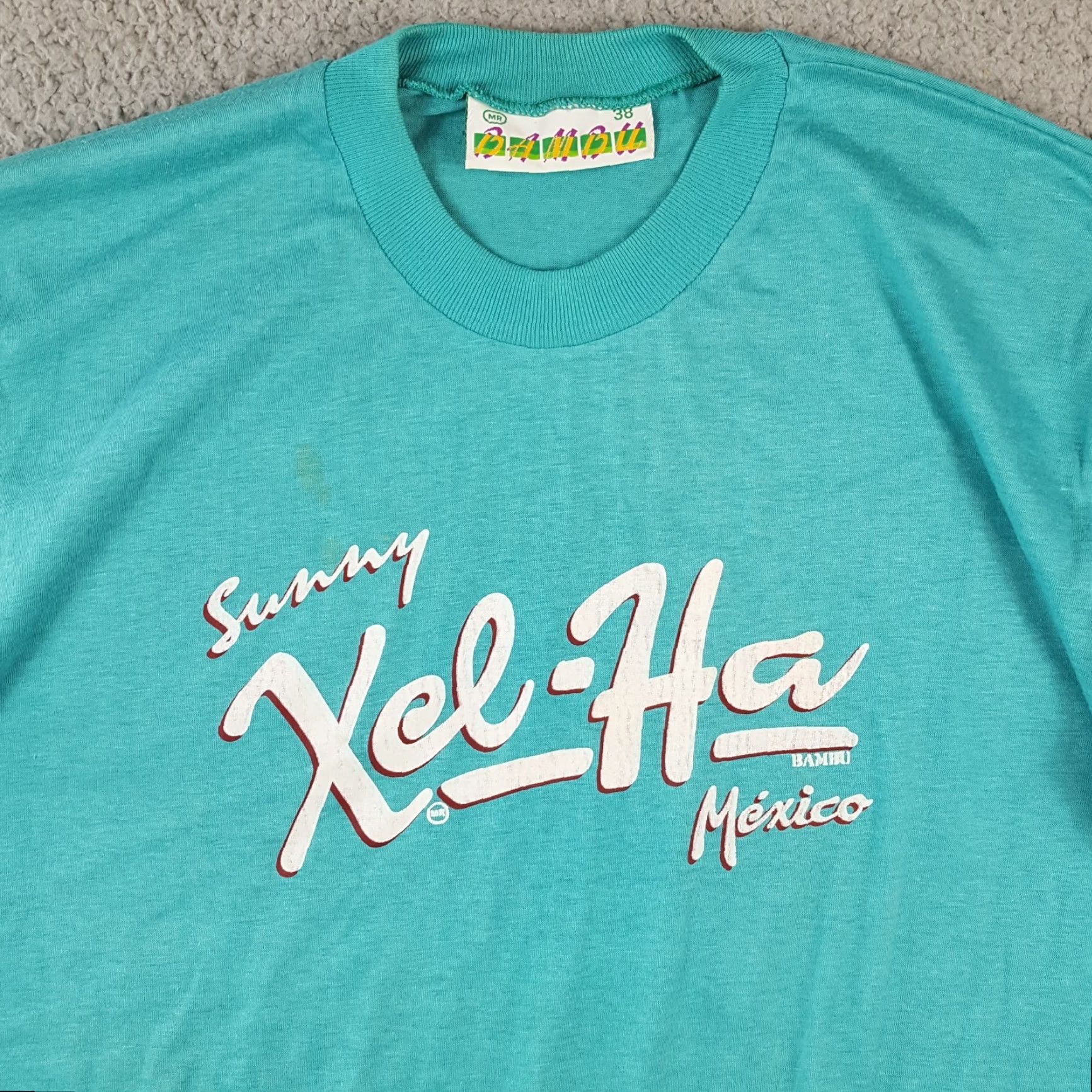 Vintage Vintage 80s Sunny Xel-Ha Mexico Sz Small Blue Beach Travel Single Stitch T Shirt Size US S / EU 44-46 / 1 - 2 Thumbnail
