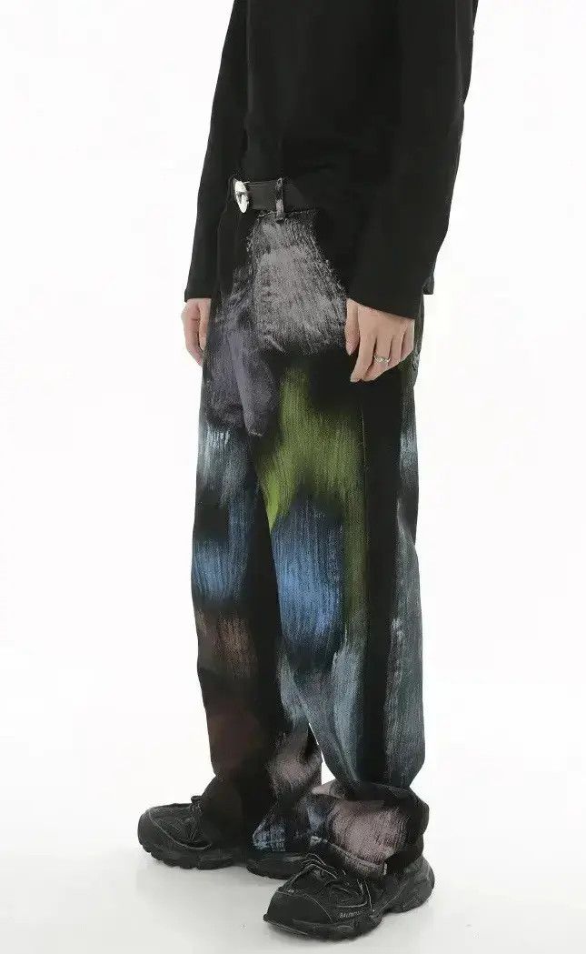 Japanese Brand Retro y2k painted multicolor graffiti jeans pants Size US 32 / EU 48 - 6 Thumbnail