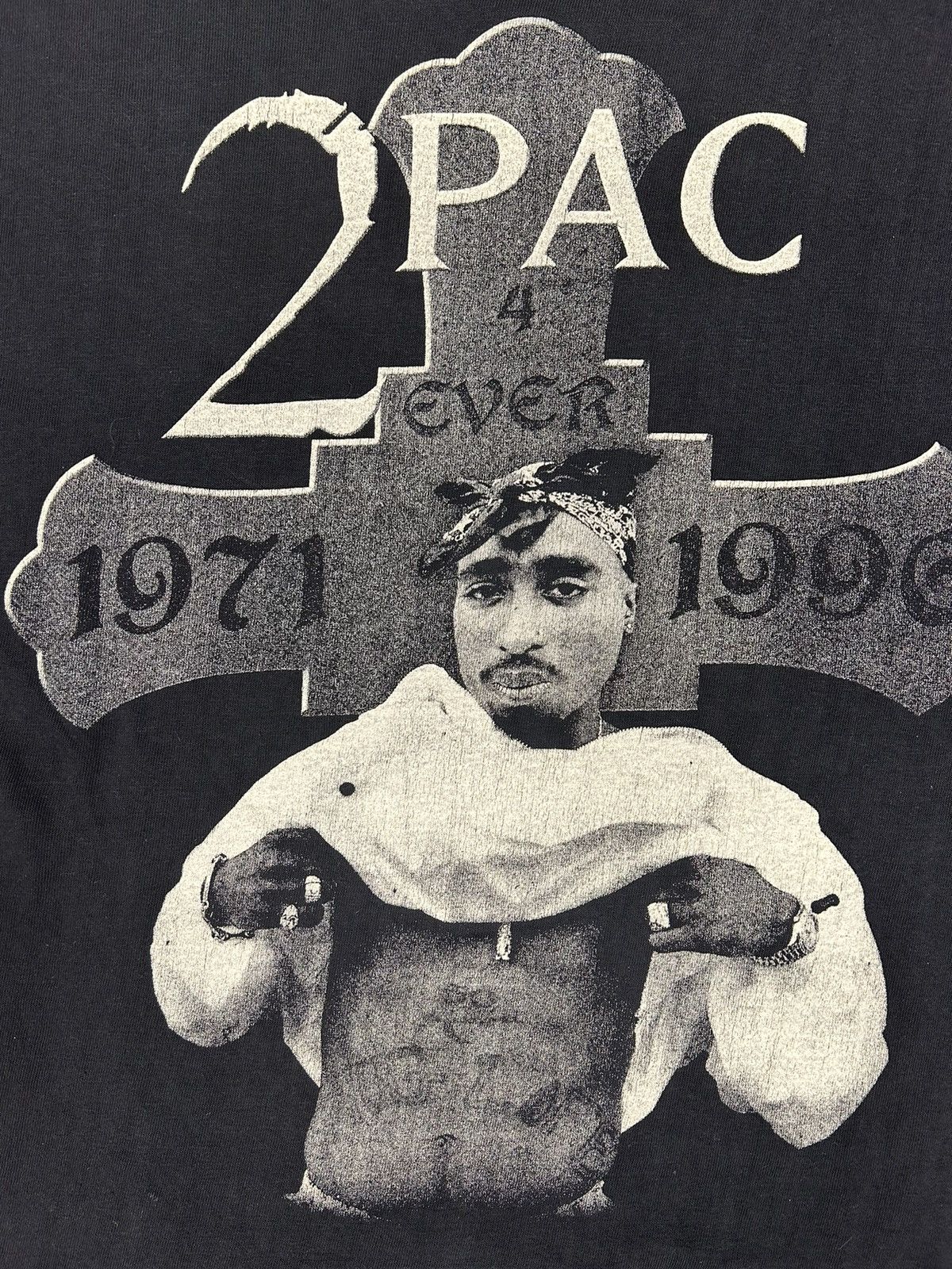Rap Tees Crazy Vintage Rare 90s Tupac Black Essential Rap Tee Shirt Size US XL / EU 56 / 4 - 2 Thumbnail