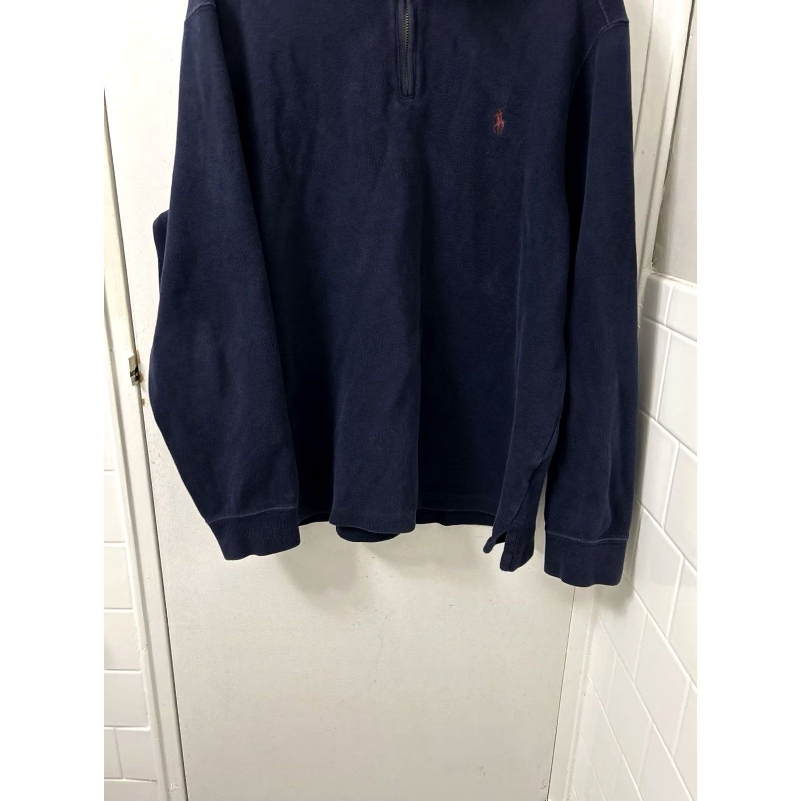Polo Ralph Lauren VINTAGE Polo Ralph Lauren 1/4 Zip Mens L Navy Blue Pullover Cotton Ribbed Sweater Size US L / EU 52-54 / 3 - 3 Thumbnail