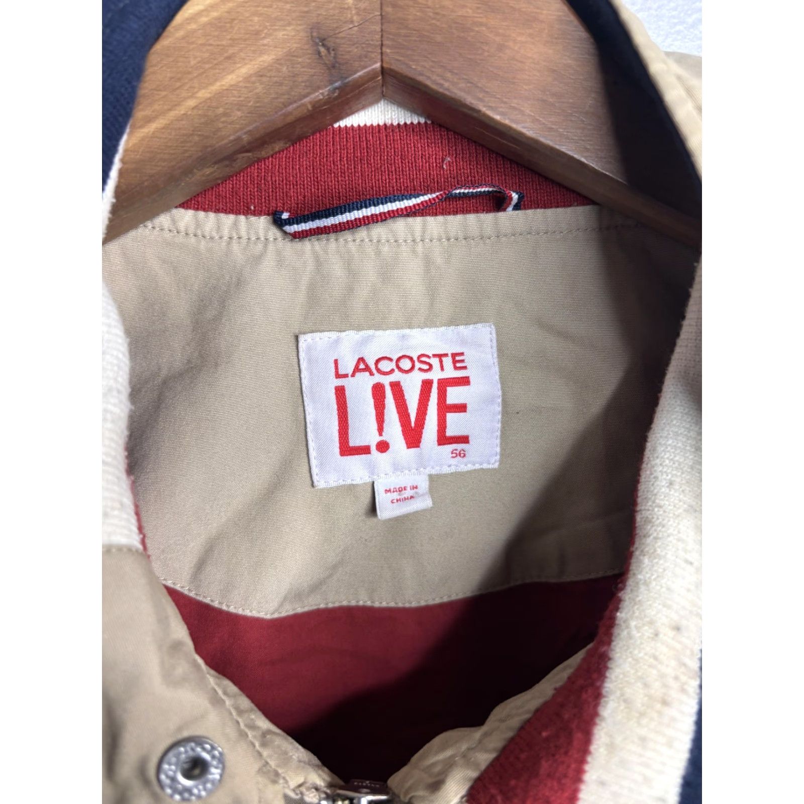 Lacoste Lacoste LIVE Jacket Mens Large Beige Cotton Bomber Full Zip Lined Logo Casual Size US L / EU 52-54 / 3 - 4 Thumbnail