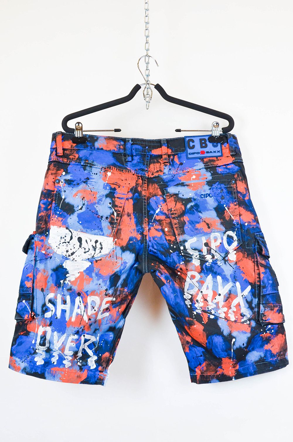 Japanese Brand Cipo & Baxx Paint Splash Cargo Shorts – Size W34 Size US 34 / EU 50 - 2 Thumbnail