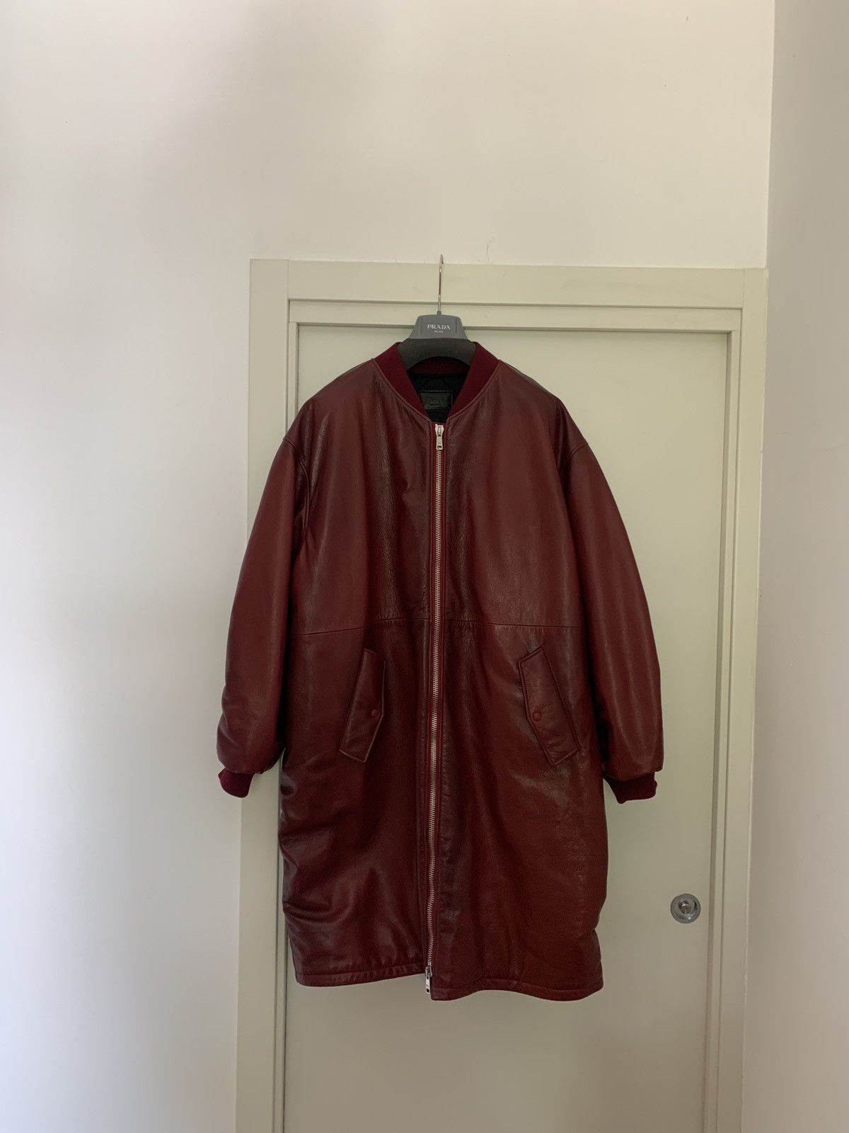 Prada × Raf Simons Prada by raf Simons runway fw22 red goat leather bomber Size US L / EU 52-54 / 3 - 6 Thumbnail