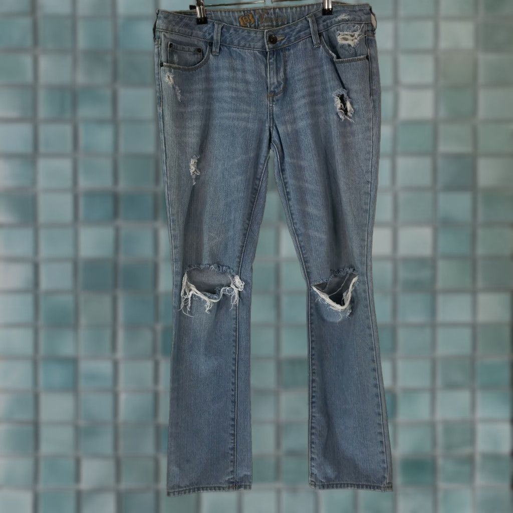 Denime Bullhead Venice Women's Distressed Skinny Jeans Size 11 Blue Denim 34x31 Size 32" / US 10 / IT 46 - 1 Thumbnail