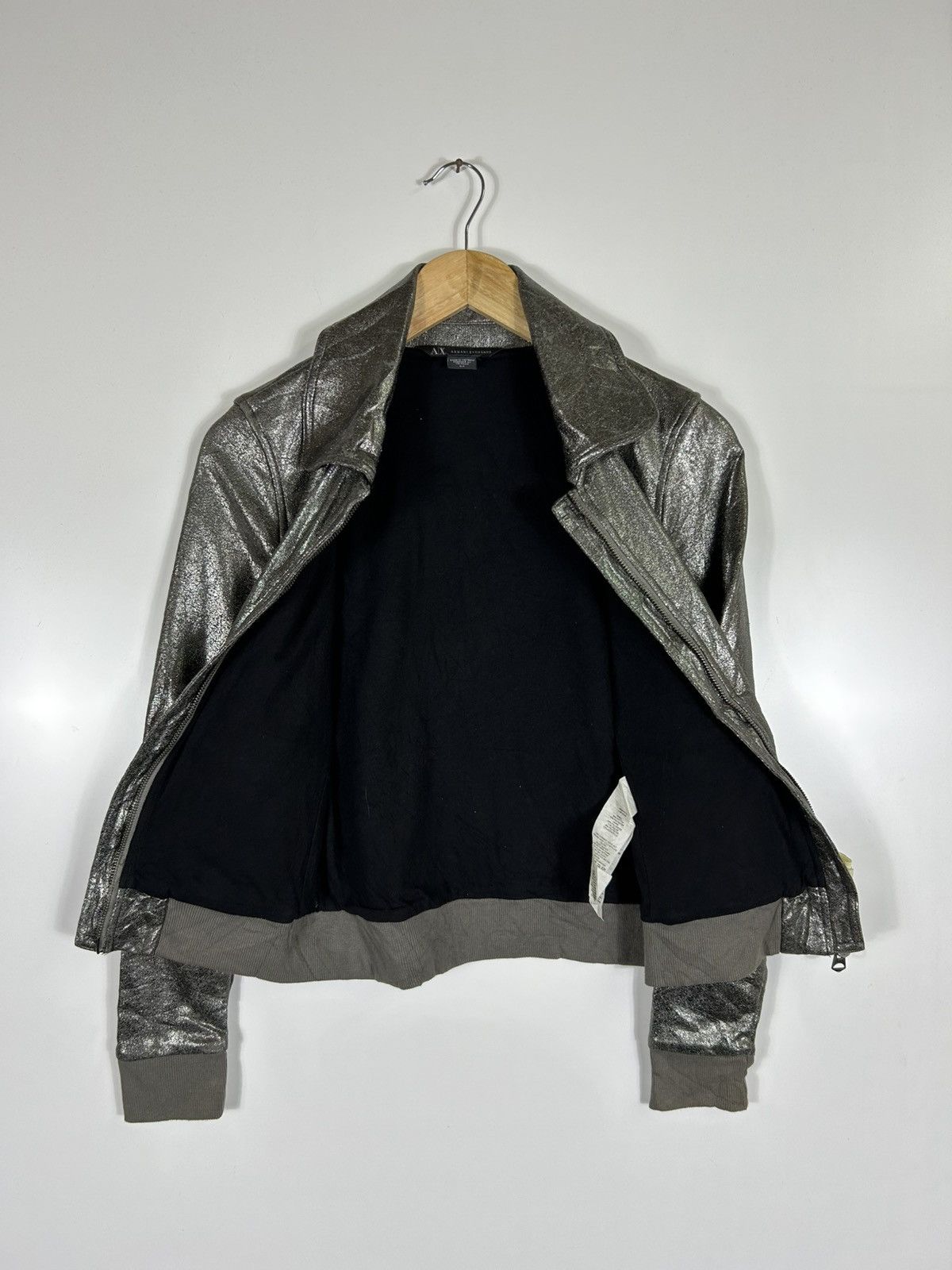 Armani × Armani Exchange 🔥Armani Exchange Shiny Black Zipper Jacket Size S / US 4 / IT 40 - 10 Thumbnail