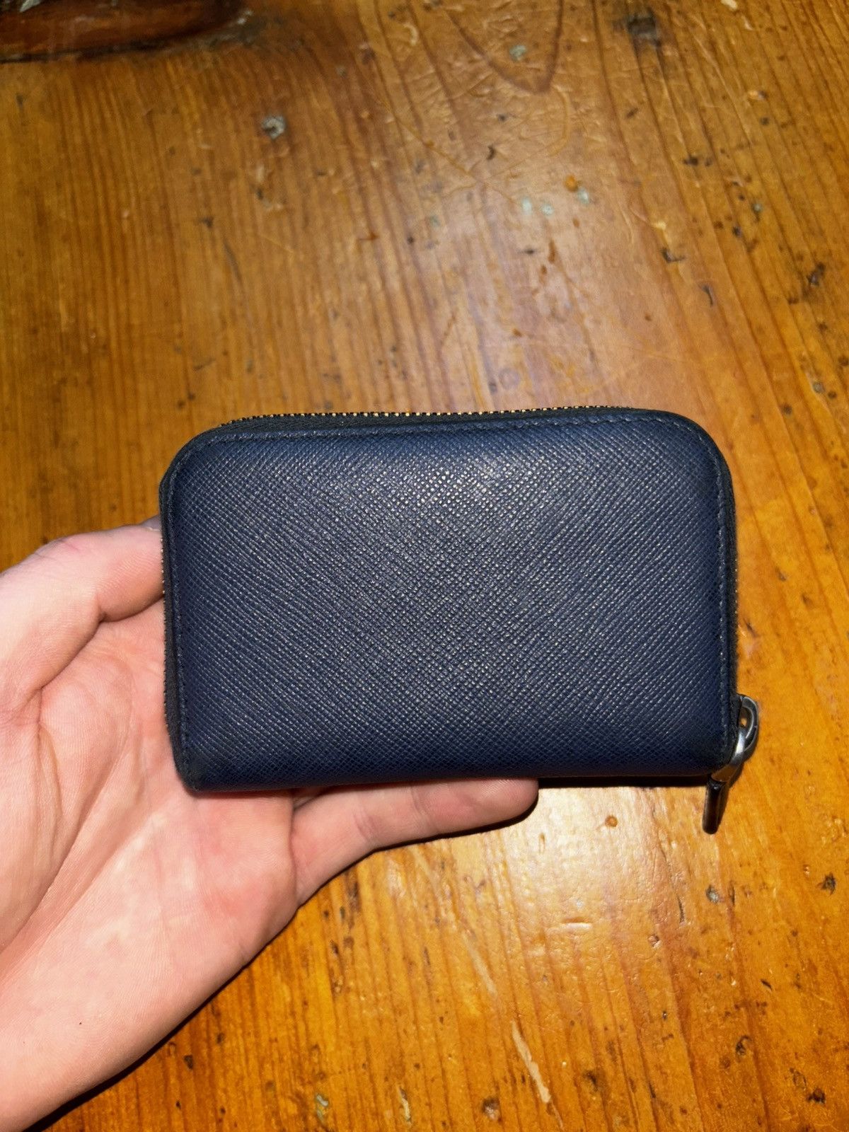 Prada Prada Saffiano Leather Coin Case Wallet Navy Blue Size ONE SIZE - 6 Thumbnail