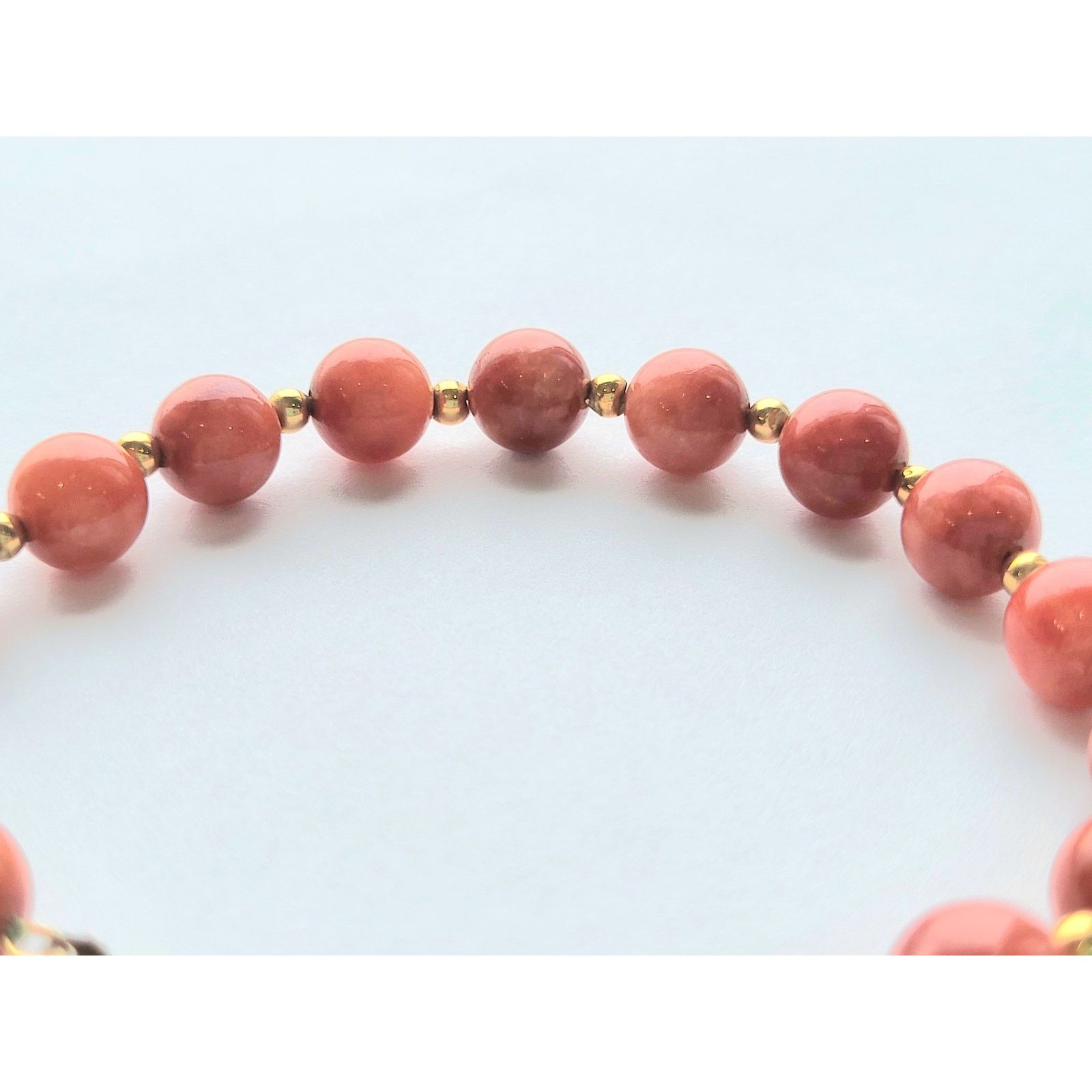 Other 14K Vintage Red Jade Jadeite + Gold Bead Bracelet FREE SHIP Size ONE SIZE - 6 Thumbnail