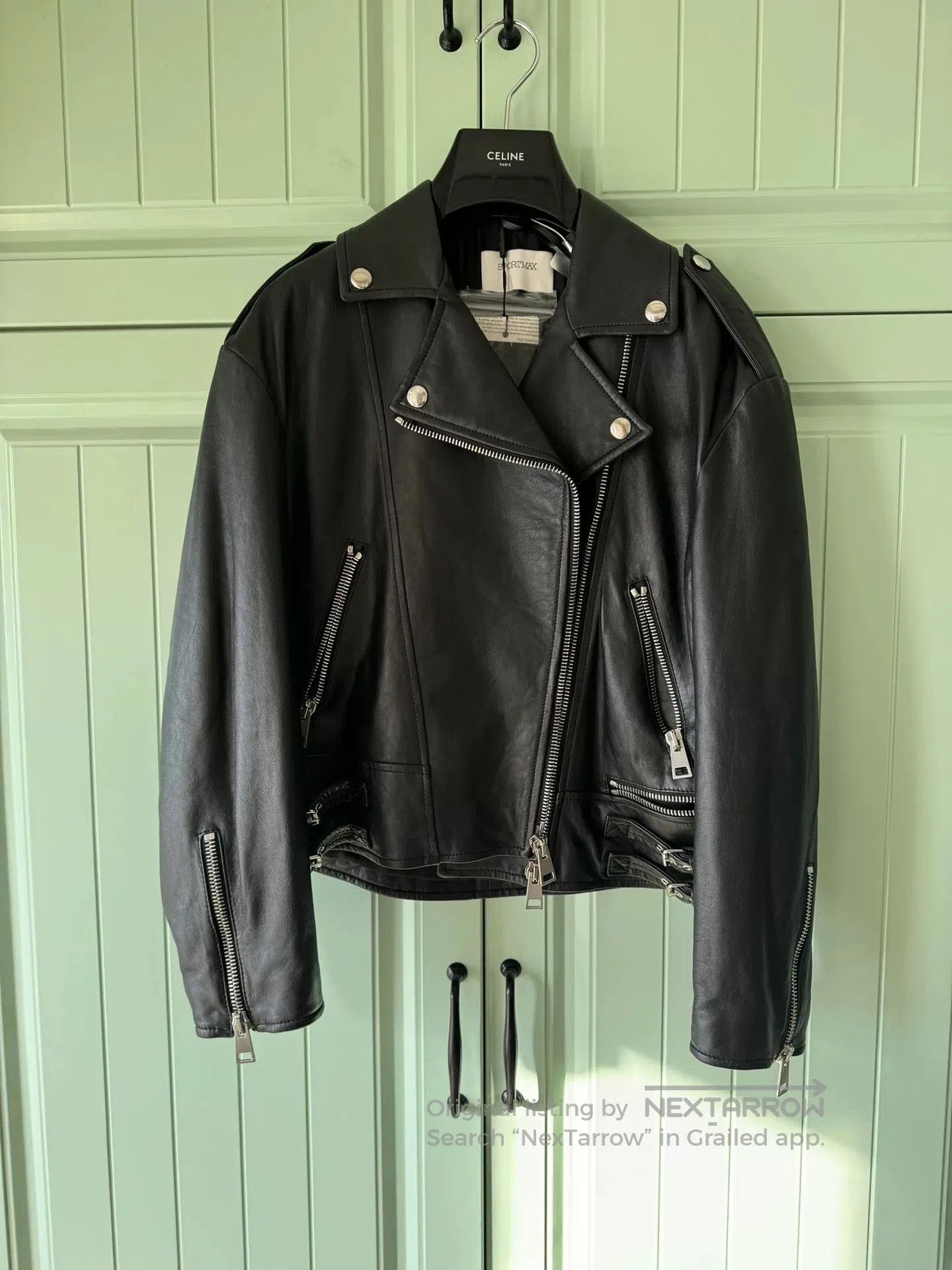 Sportmax SPORTMAX Black Biker Leather Jacket. Size XXS / US 00 / IT 34 - 1 Thumbnail