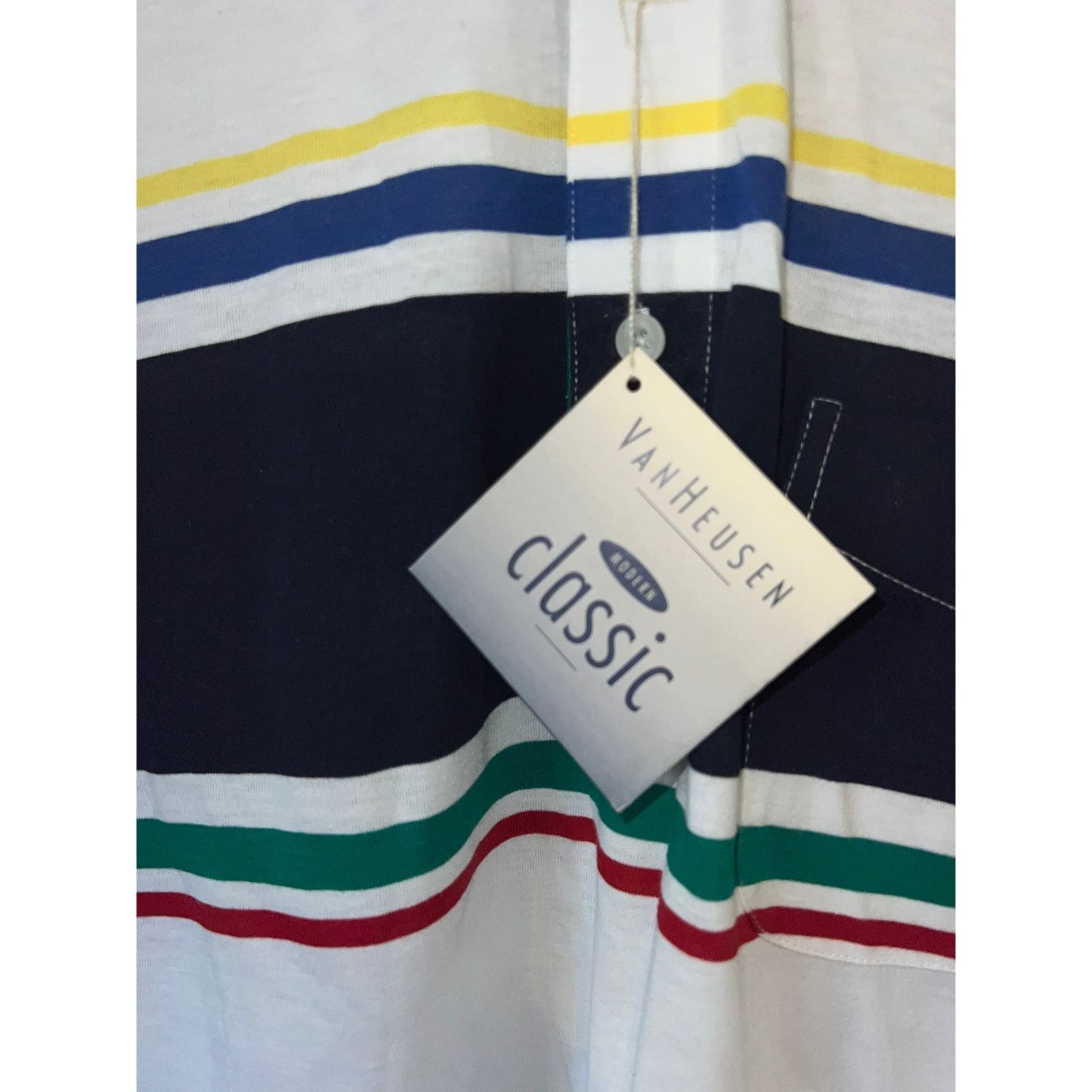 Van Heusen NWT Van Heusen Classic White Striped Polo Shirt VTG L Large Size US L / EU 52-54 / 3 - 4 Thumbnail