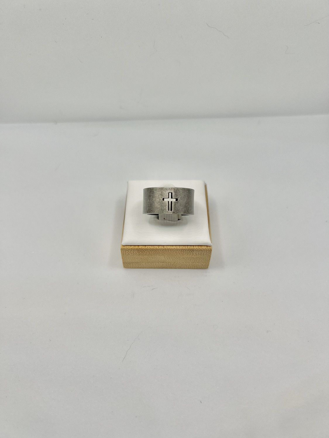 Jewelry x Vintage Cross Antique Silver Stainless Steel Ring - Us Size 5.25, Men's