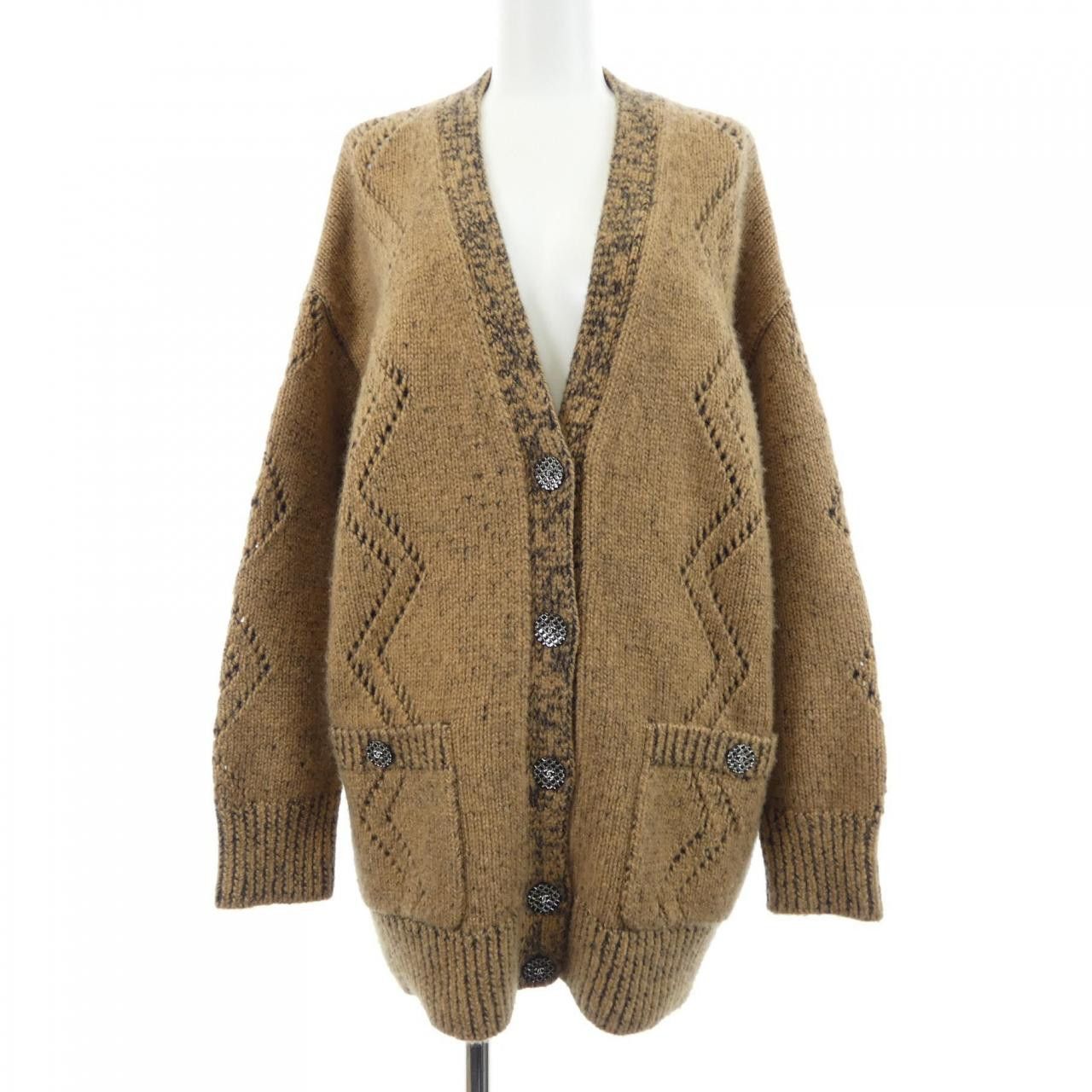 Chanel Chanel Chanel Cashmere Blend Cardigan Textile Tops P72908K10477 DUTY FREE for USA Size ONE SIZE - 1 Thumbnail