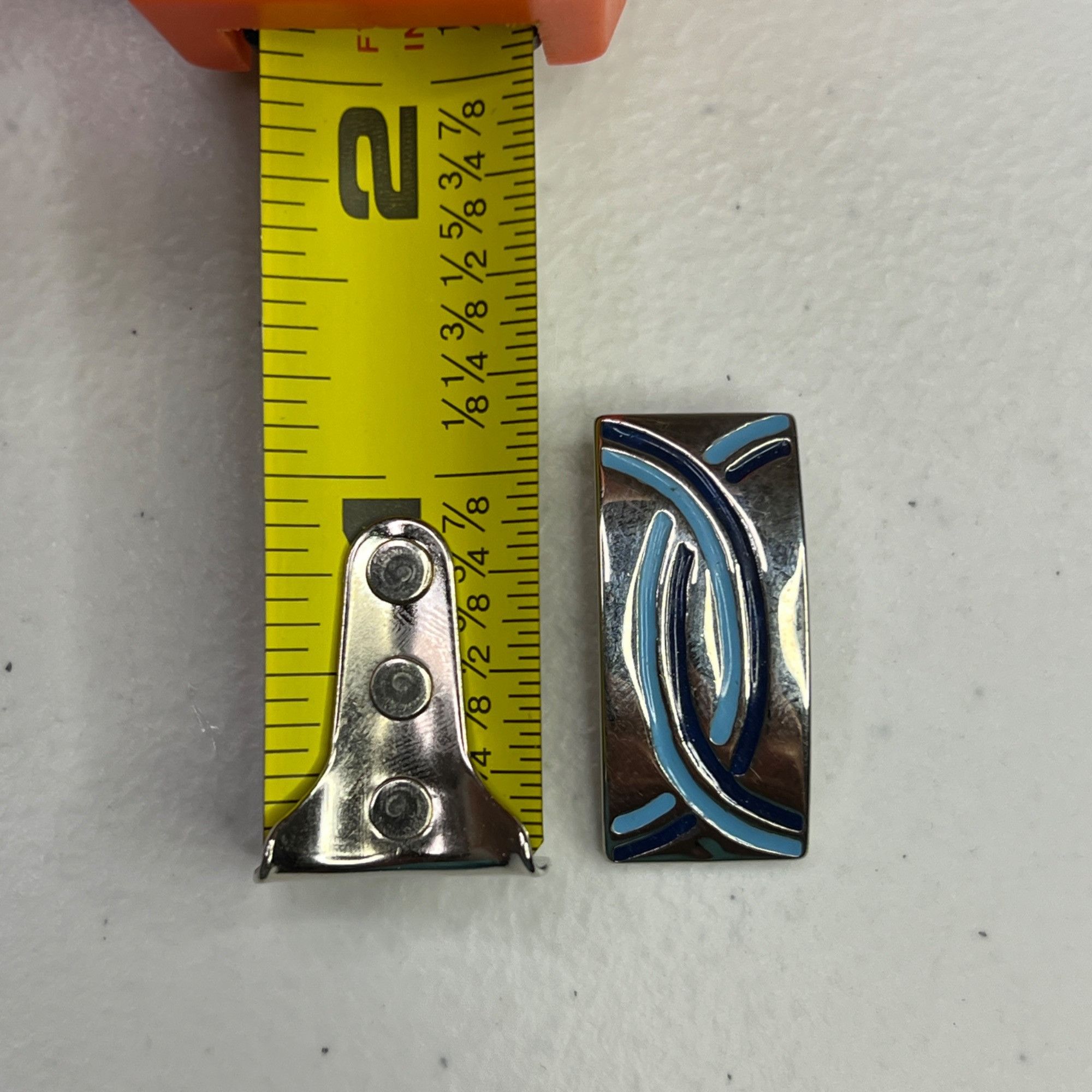 Designer Silver-Tone Abstract Pendant With Blue Enamel Design Size ONE SIZE - 5 Thumbnail