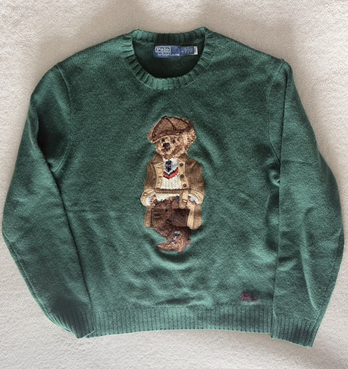 Polo Ralph Lauren Polo Bear Sweater in Wool/Cashmere Green Medium Size US M / EU 48-50 / 2 - 1 Thumbnail