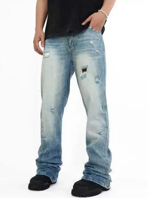 Designer × Japanese Brand × Vintage distressed grunge flared ripped jeans Size US 32 / EU 48 - 1 Thumbnail