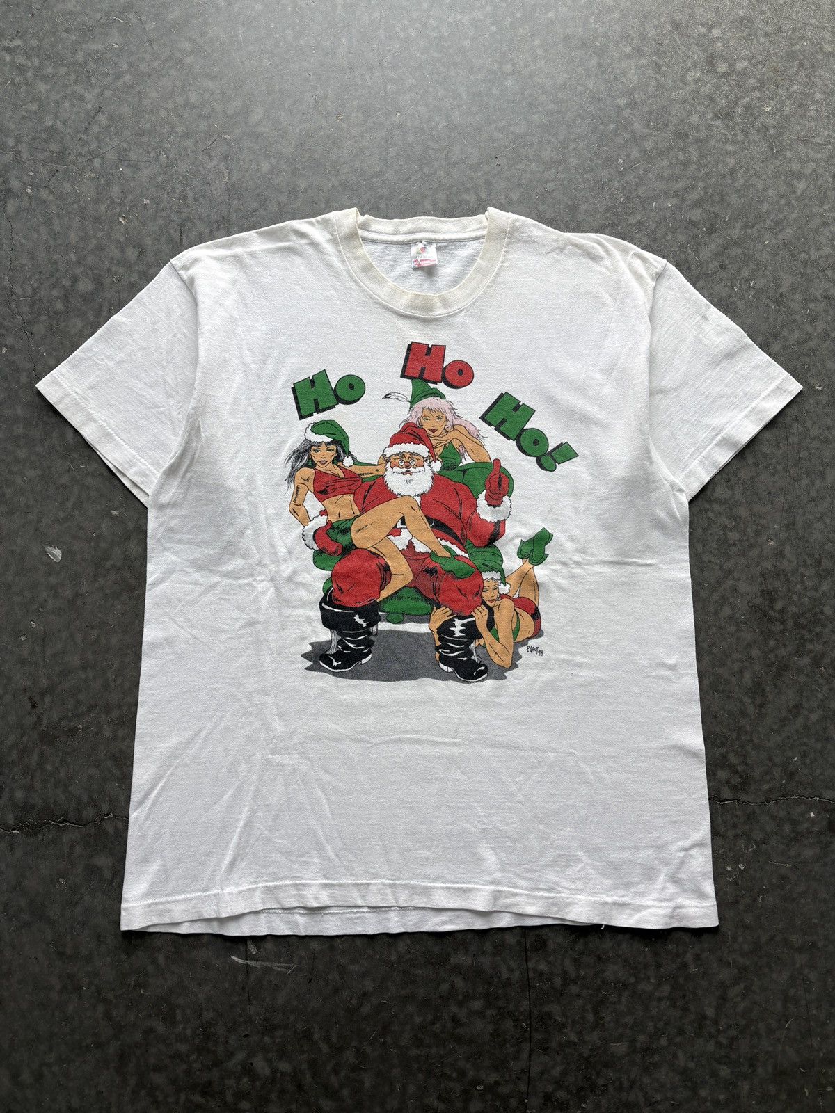 4GSELLER Vintage 90s Raunchy Santa Graphic Tee Shirt Size US XL / EU 56 / 4 - 1 Thumbnail