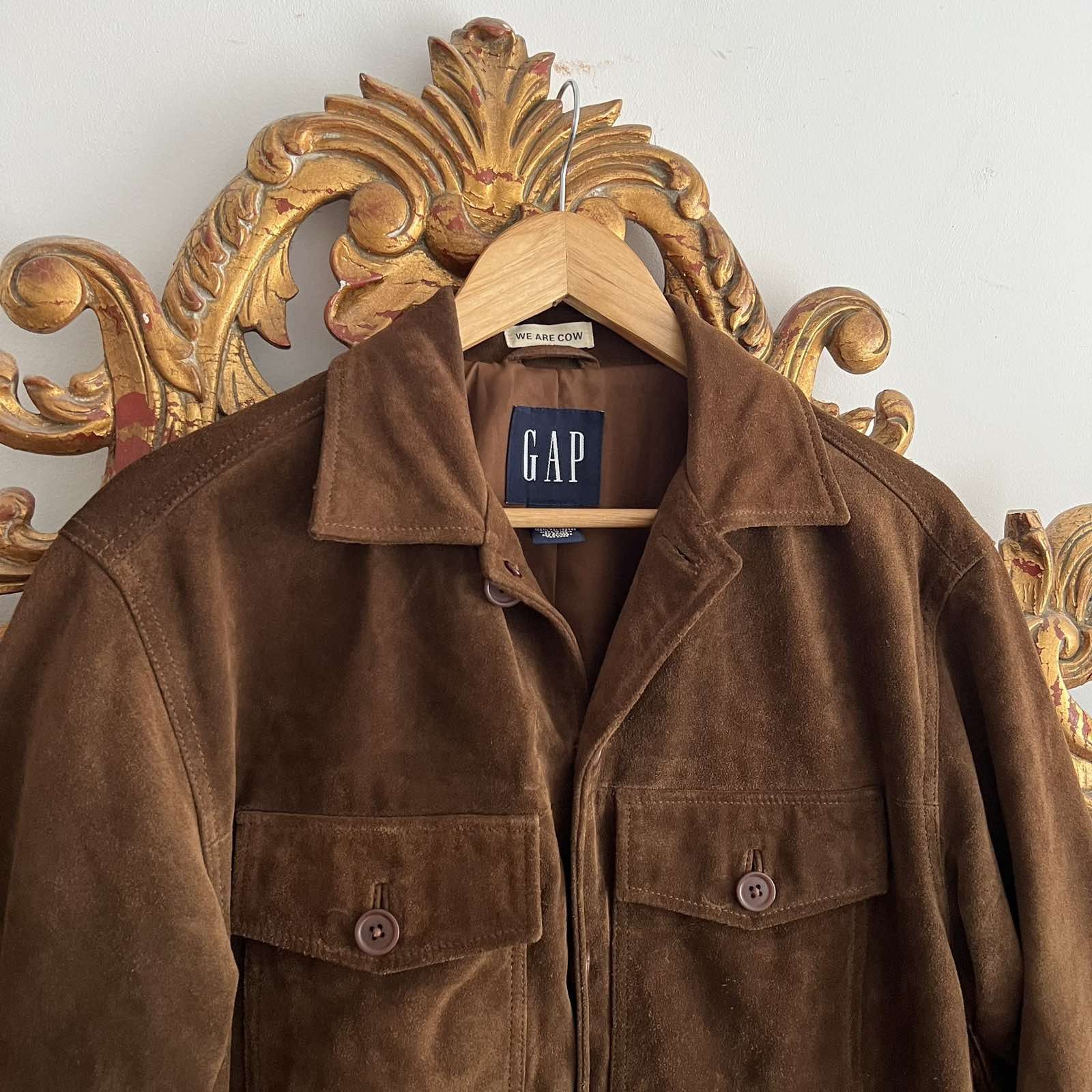 ジャケット・アウター cow leather jacke vintage old gap Vintage GAP Mens Genuine Leather Jacket Coat Brown Button up Y2K