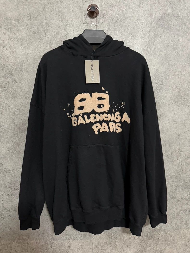 Balenciaga Balenciaga Hooded Sweatshirt with Graffiti and Dripping Le Size US XS / EU 42 / 0 - 1 Thumbnail