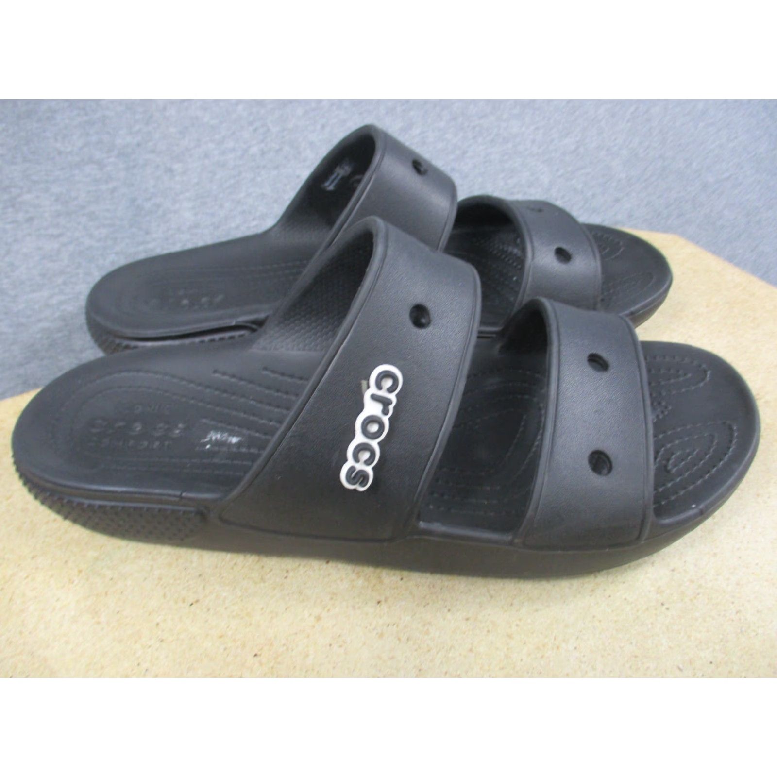 Crocs Crocs Mens Size 11 Clogs Straps Black Slip On Beach Outdooor Rubber - Mens, Shoes, Crocs, Clog, Casual, Rubber, Black, Size 11 Size US 11 / EU 44 - 3 Thumbnail