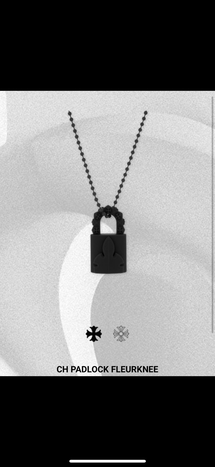 Chrome Hearts Chrome Hearts Fleurknee Padlock Necklace Black | Grailed