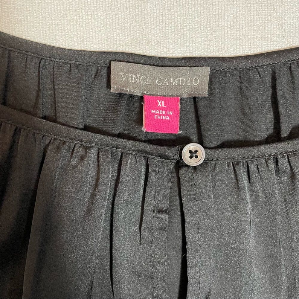 Vince Camuto Vince Camuto Black Satin Keyhole Peasant Long Sleeve Top Si Size XL / US 12-14 / IT 48-50 - 6 Thumbnail