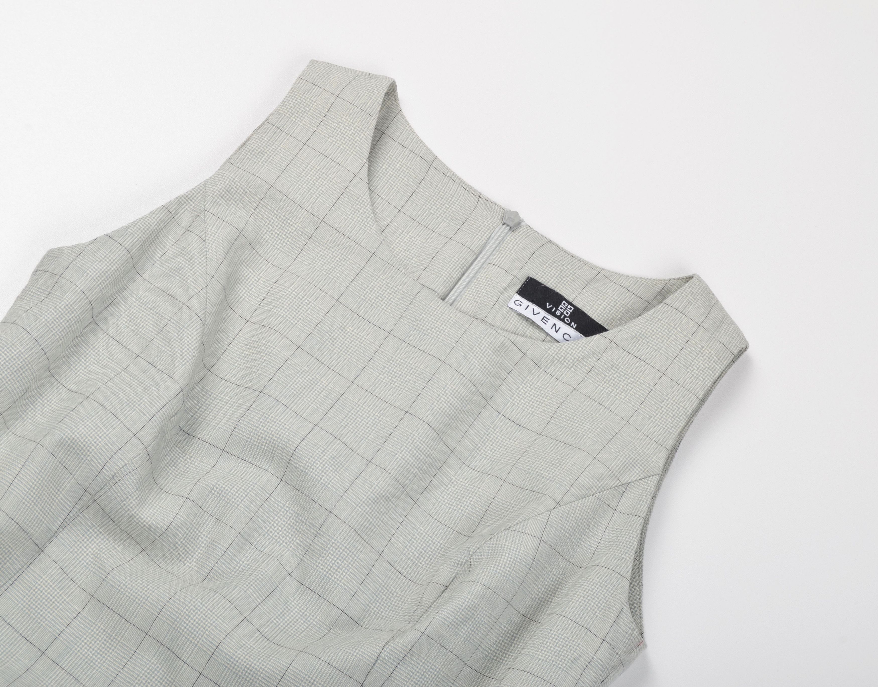 Givenchy Givenchy Sleeveless Grey Check Sheath Minimalist Dress Size S / US 4 / IT 40 - 2 Thumbnail