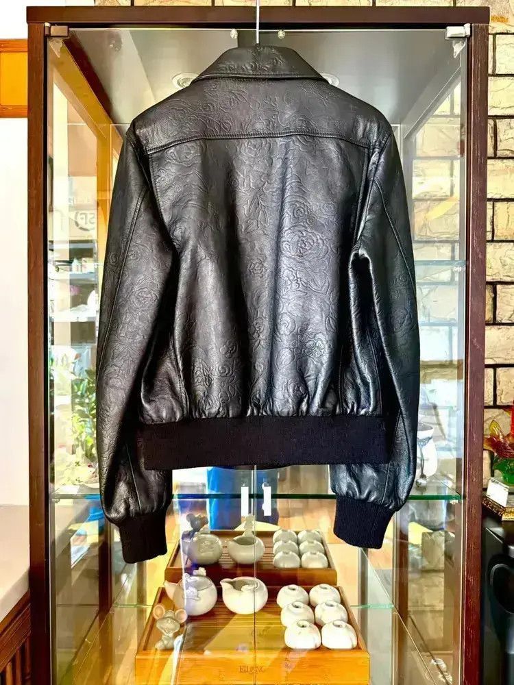 Celine Sz 46 Celine 20SS Runway Flower Pattern Leather Jacket Size US S / EU 44-46 / 1 - 3 Thumbnail