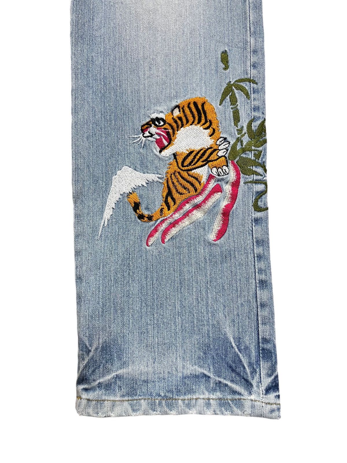 Japanese Brand 💥VISION OF JAPAN Sukajan Embroidery Light Wash Distressed Size 31" - 5 Thumbnail