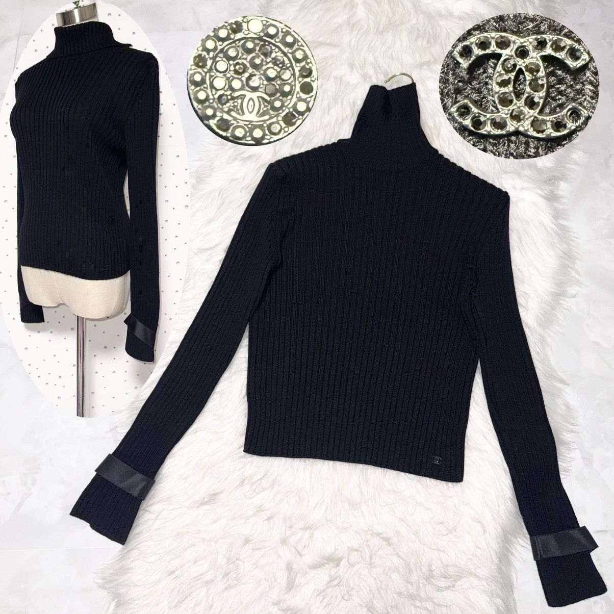 Authentic Chanel coco embellishment long sleeves sweater