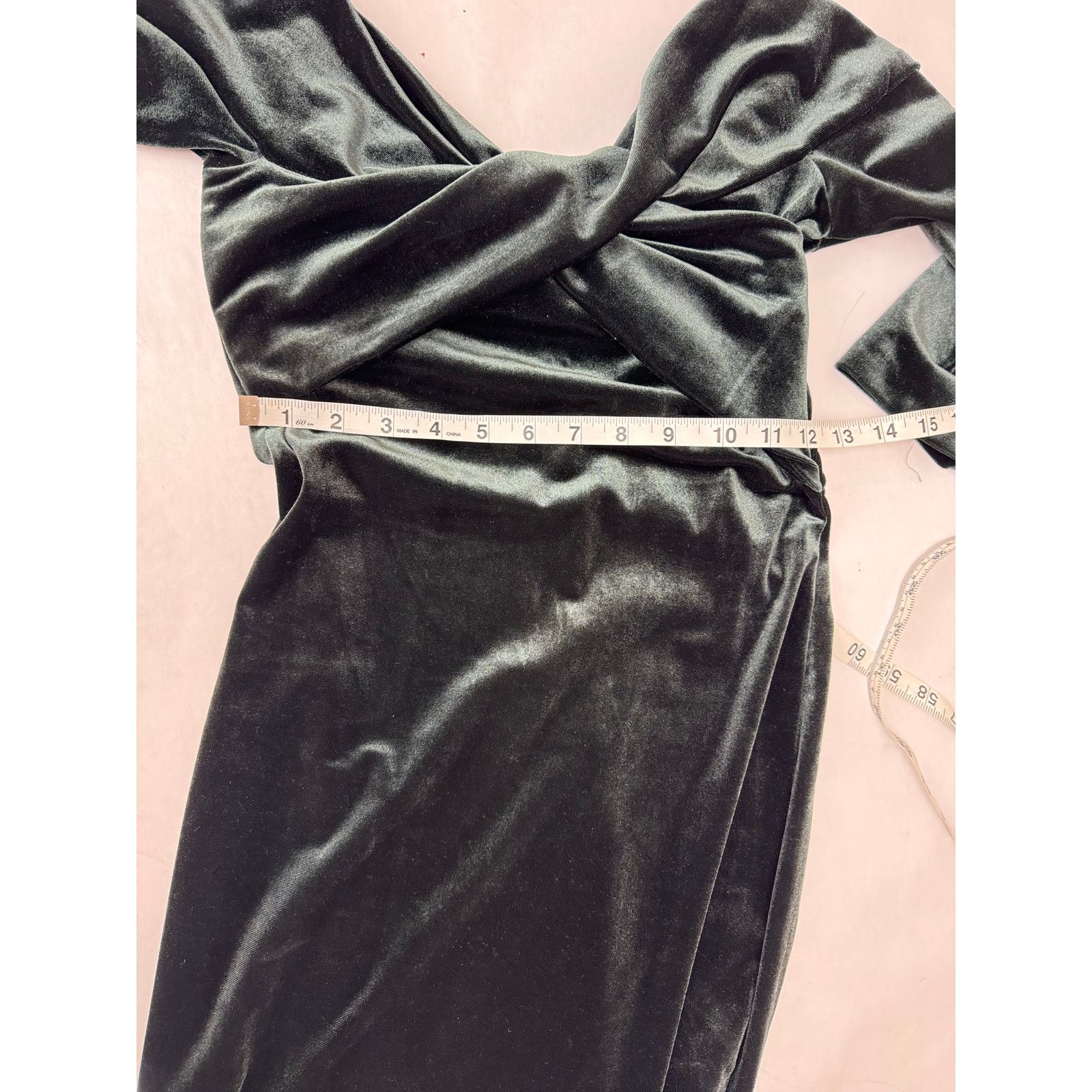 Zara Zara Velvet Dark Green Off Shoulder Dress Midi Body Con XS Size XS / US 0-2 / IT 36-38 - 5 Thumbnail