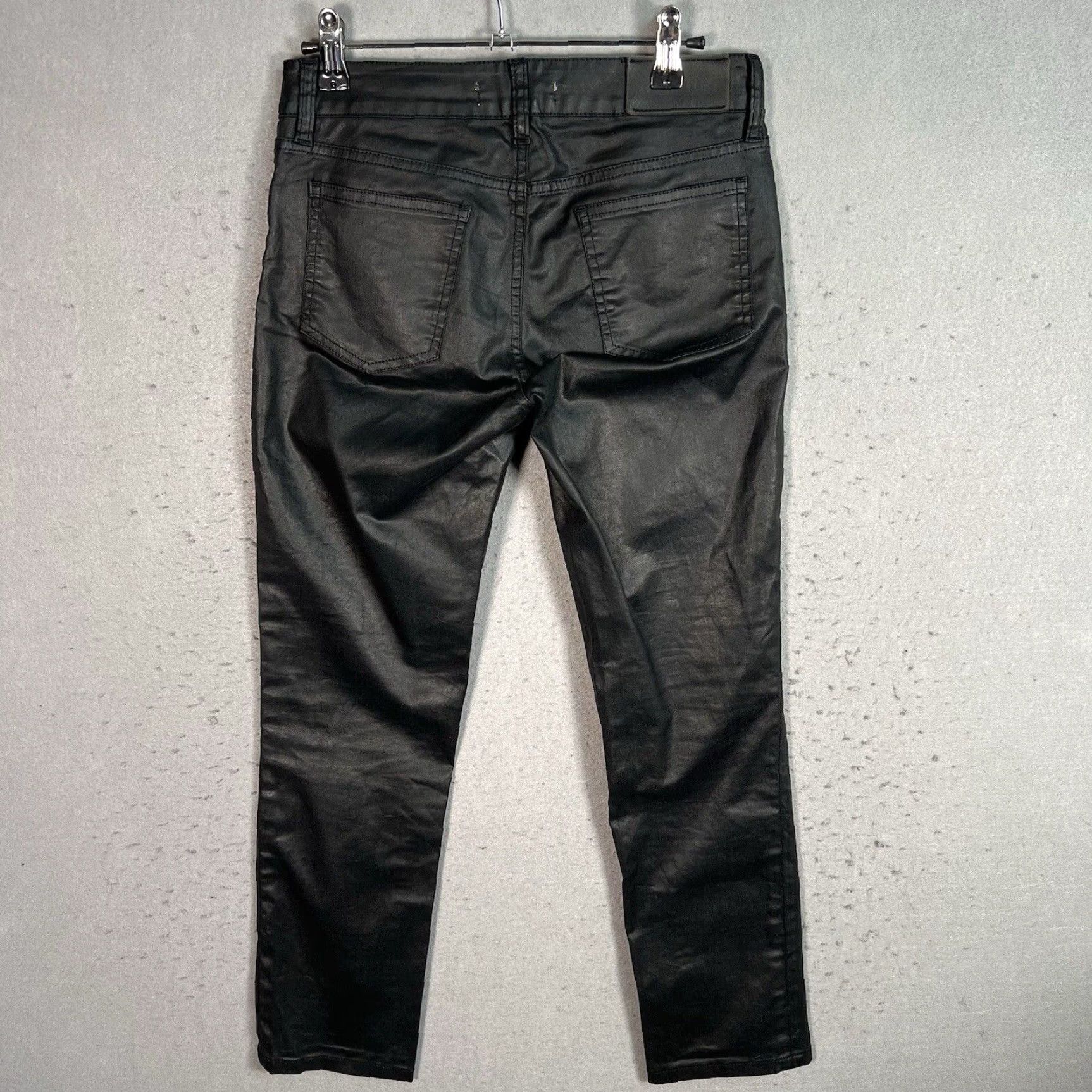 Vintage Acne KEX Pleather Womens Jeans Skinny 27/32 Black Glossy Mid Slim W27 L32 Girls Womens Jeans Size 27" / US 4 / IT 40 - 2 Thumbnail