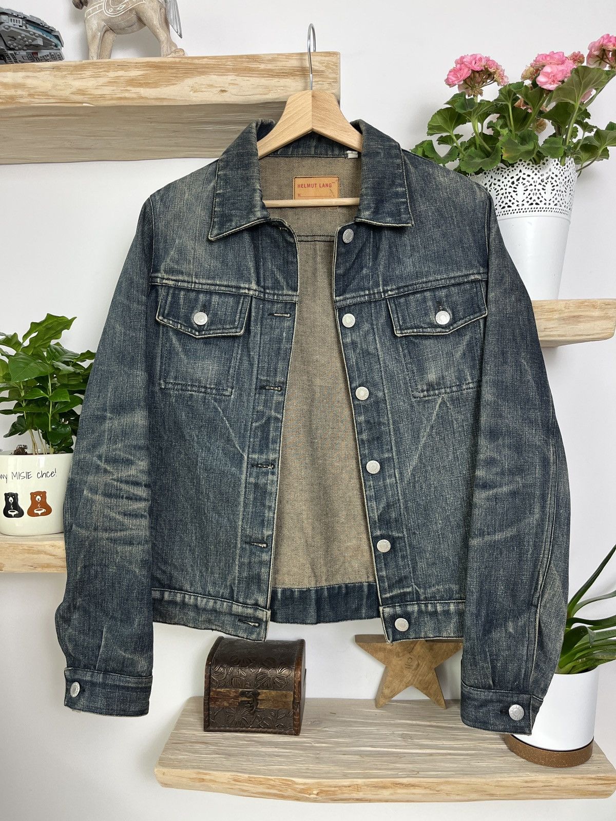1998 Helmut Lang Stained 2 Pocket Trucker Denim Jean Jacket