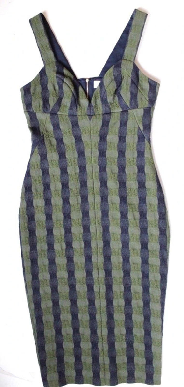 Other Victoria Beckham Gingham Navy Khaki stretch-knit dress UK 10 Size M / US 6-8 / IT 42-44 - 7 Thumbnail