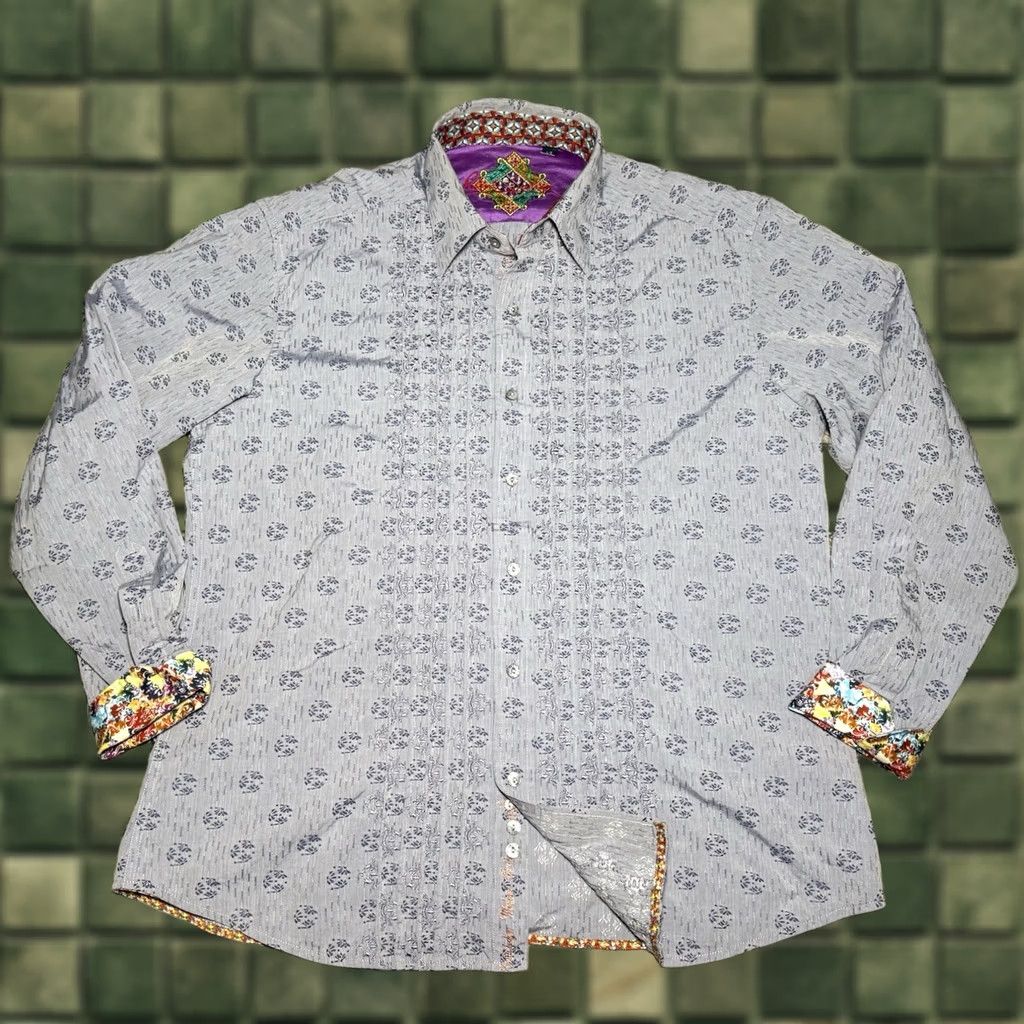Robert Graham Robert Graham Button Down Collar Shirt Blue Floral Embroidered Ruffles Large Size US L / EU 52-54 / 3 - 1 Thumbnail